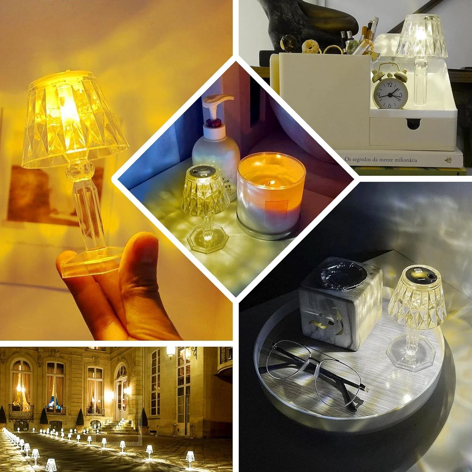 Mini Acrylic LED Desk Lamps Table Lamp Portable Crystal, Diwali (1 Pc / Small) - Image 7