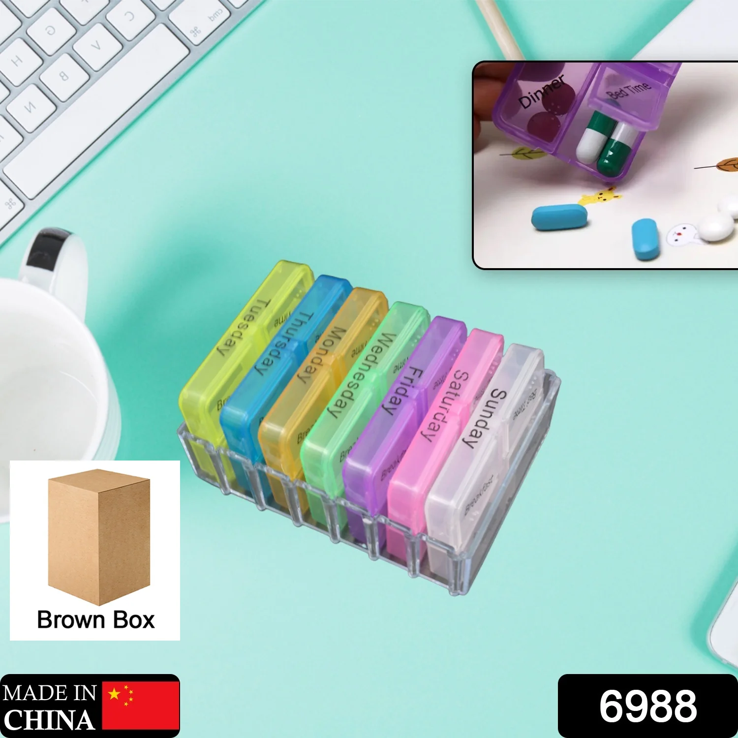 7 Days 4 Times Transparent Medicine Box 28 Grid Portable Large Capacity Travel, Medication Organizer Dispenser Boxes Large Compartments Moisture-Proof Pill Case Medication Reminder Travel - Image 2