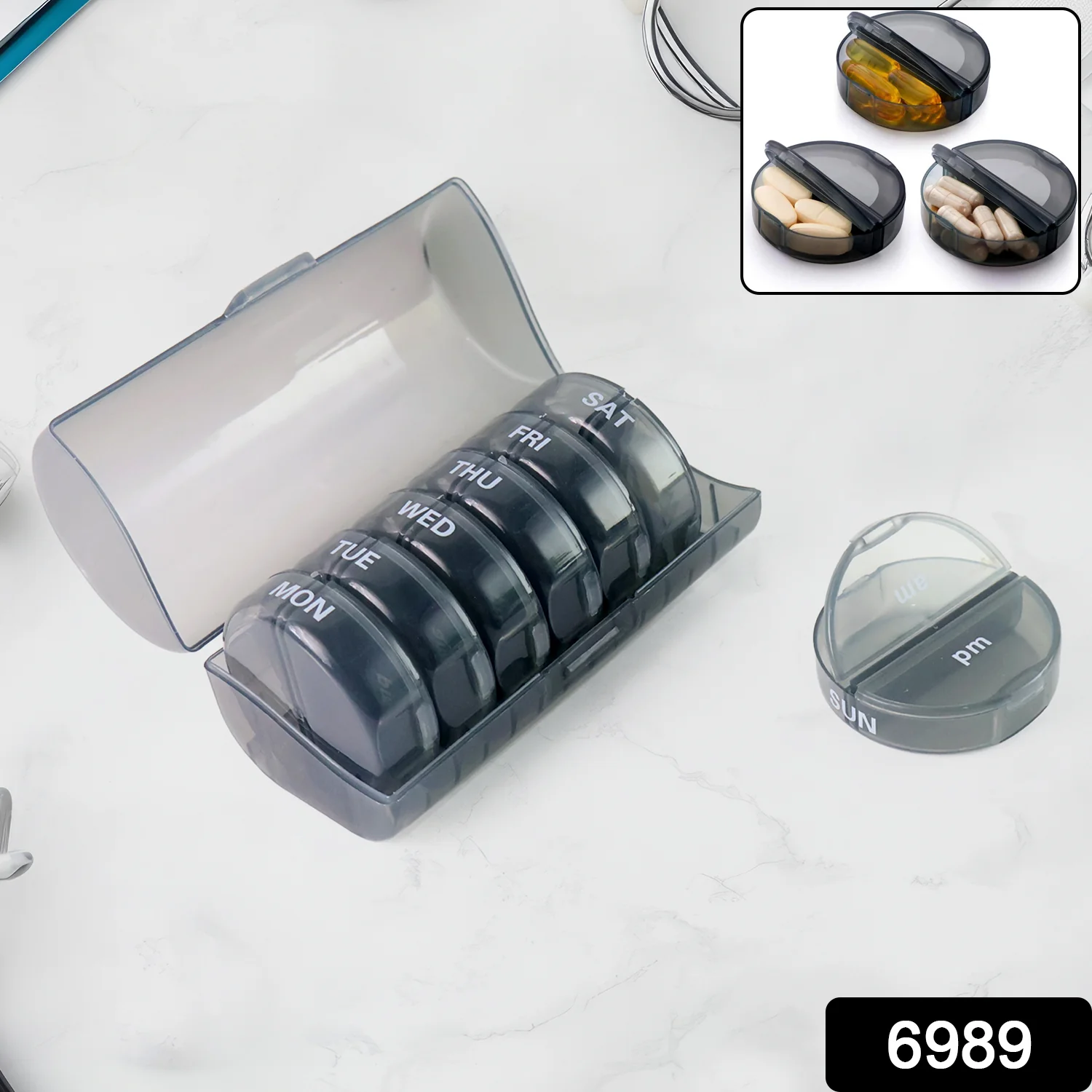 Weekly Pill Organizer 2 Times a Day Travel 7 Day Pill Box - Image 2