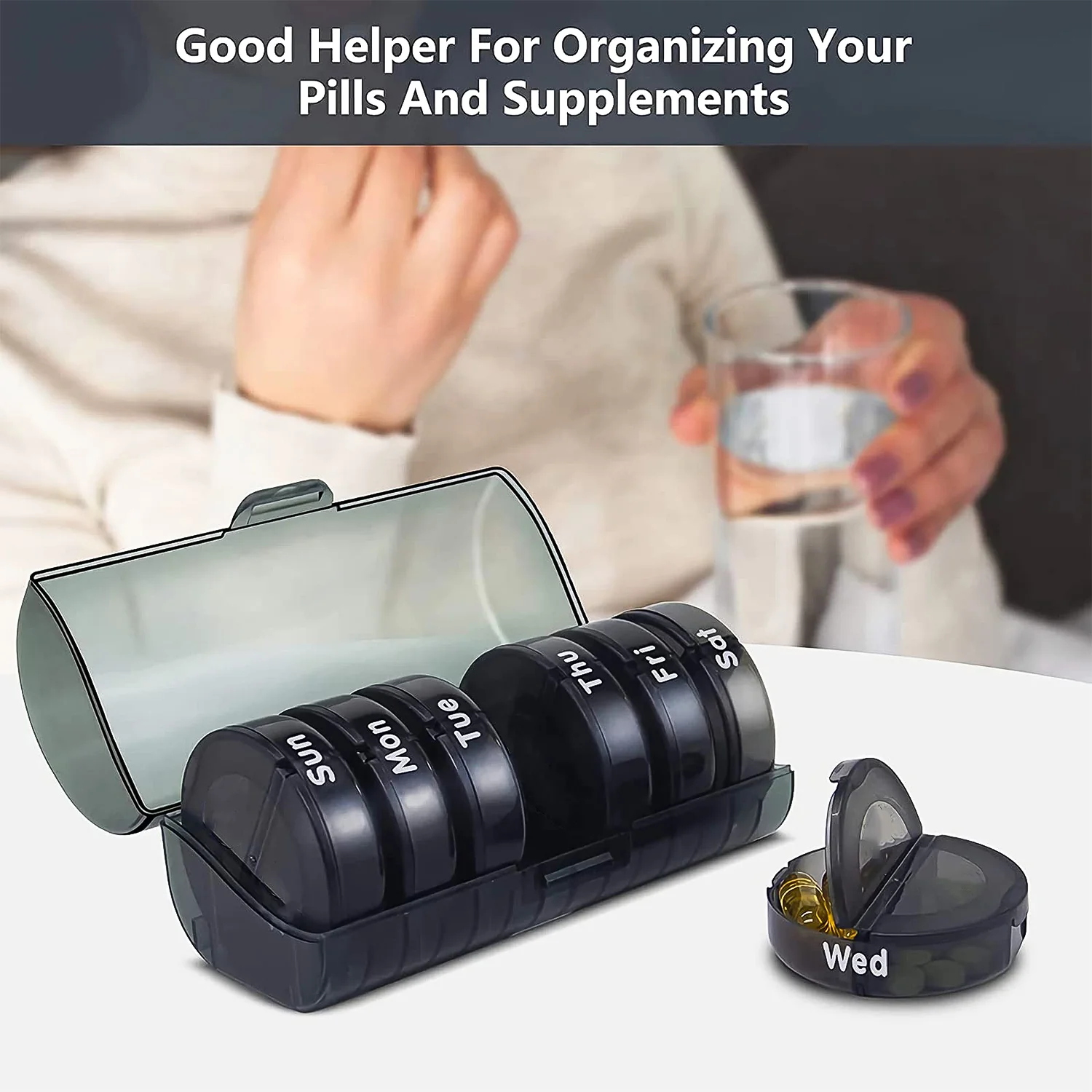Weekly Pill Organizer 2 Times a Day Travel 7 Day Pill Box - Image 8