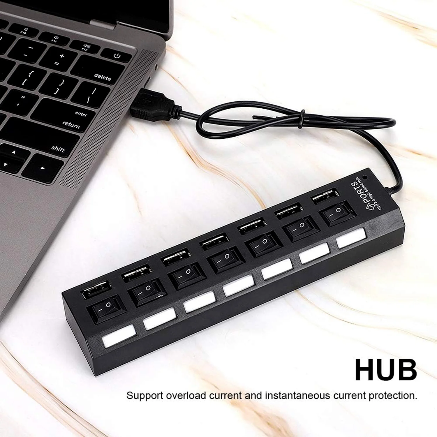 USB Splitter Multi Port USB 2.0 Hub, 7 Port - Image 8