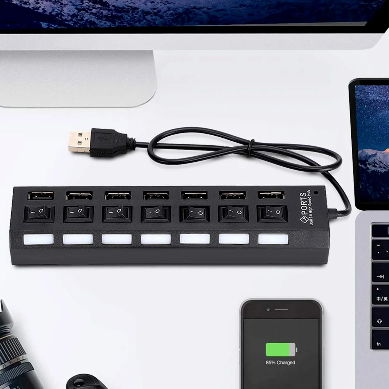 USB Splitter Multi Port USB 2.0 Hub, 7 Port - Image 9