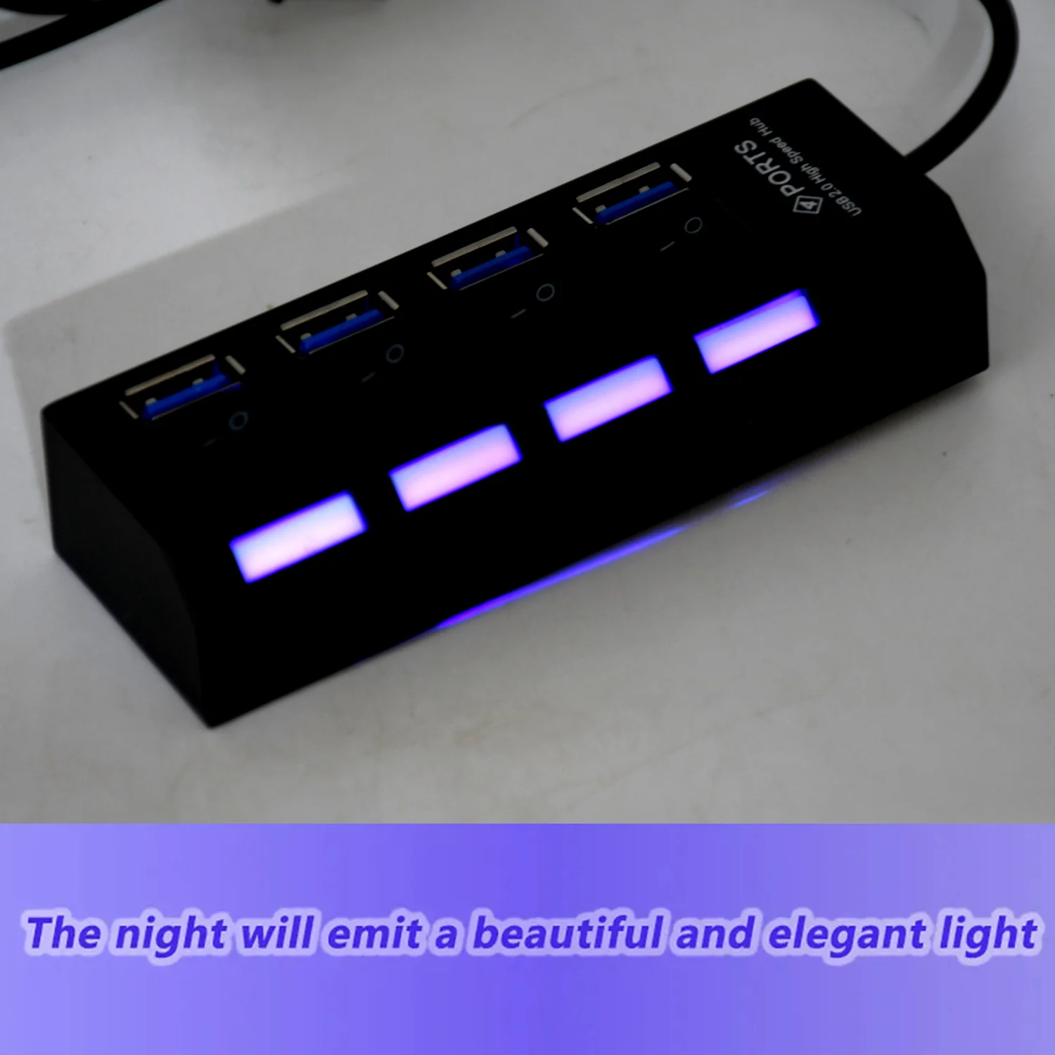 4 Port USB, HUB USB 2.0 HUB Splitter High Speed with On/Off Switch Multi LED Adapter - Image 3