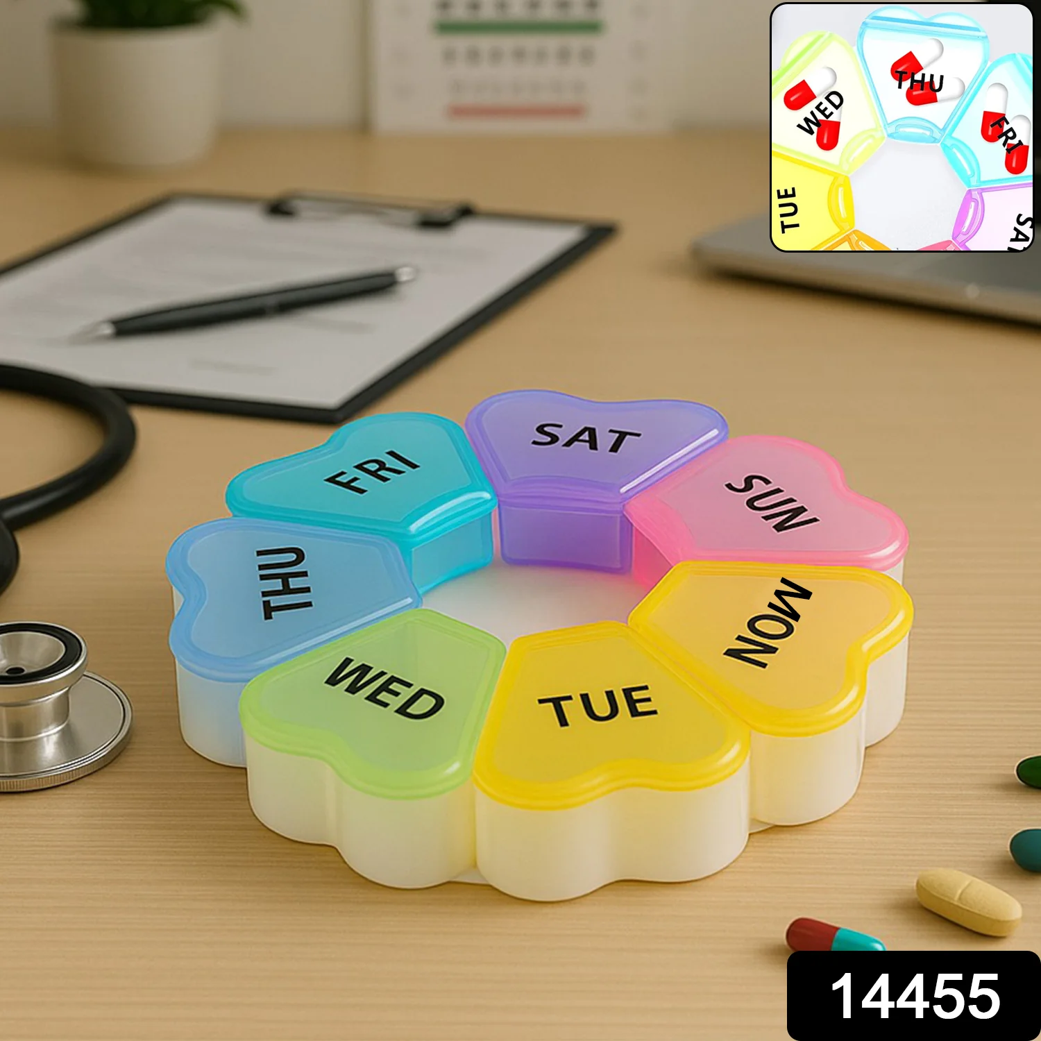 7-Day Round Weekly Pill Organizer Box (1 Pc) - Image 2