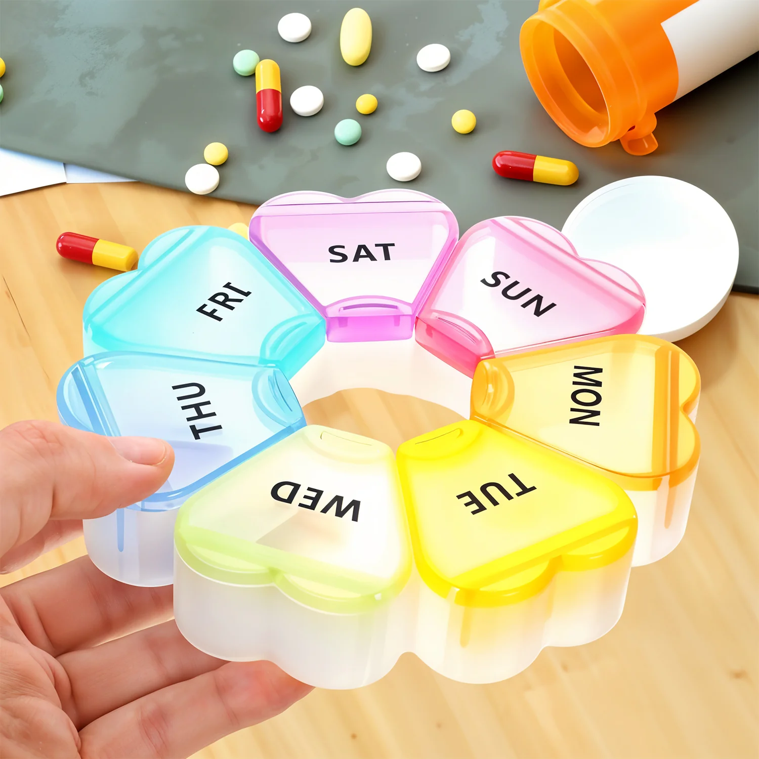 7-Day Round Weekly Pill Organizer Box (1 Pc) - Image 3