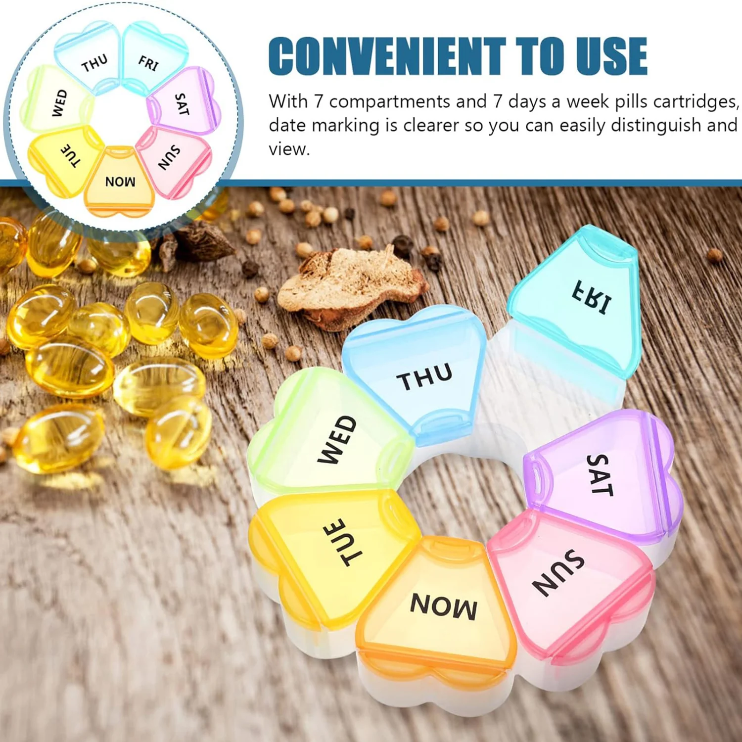 7-Day Round Weekly Pill Organizer Box (1 Pc) - Image 7