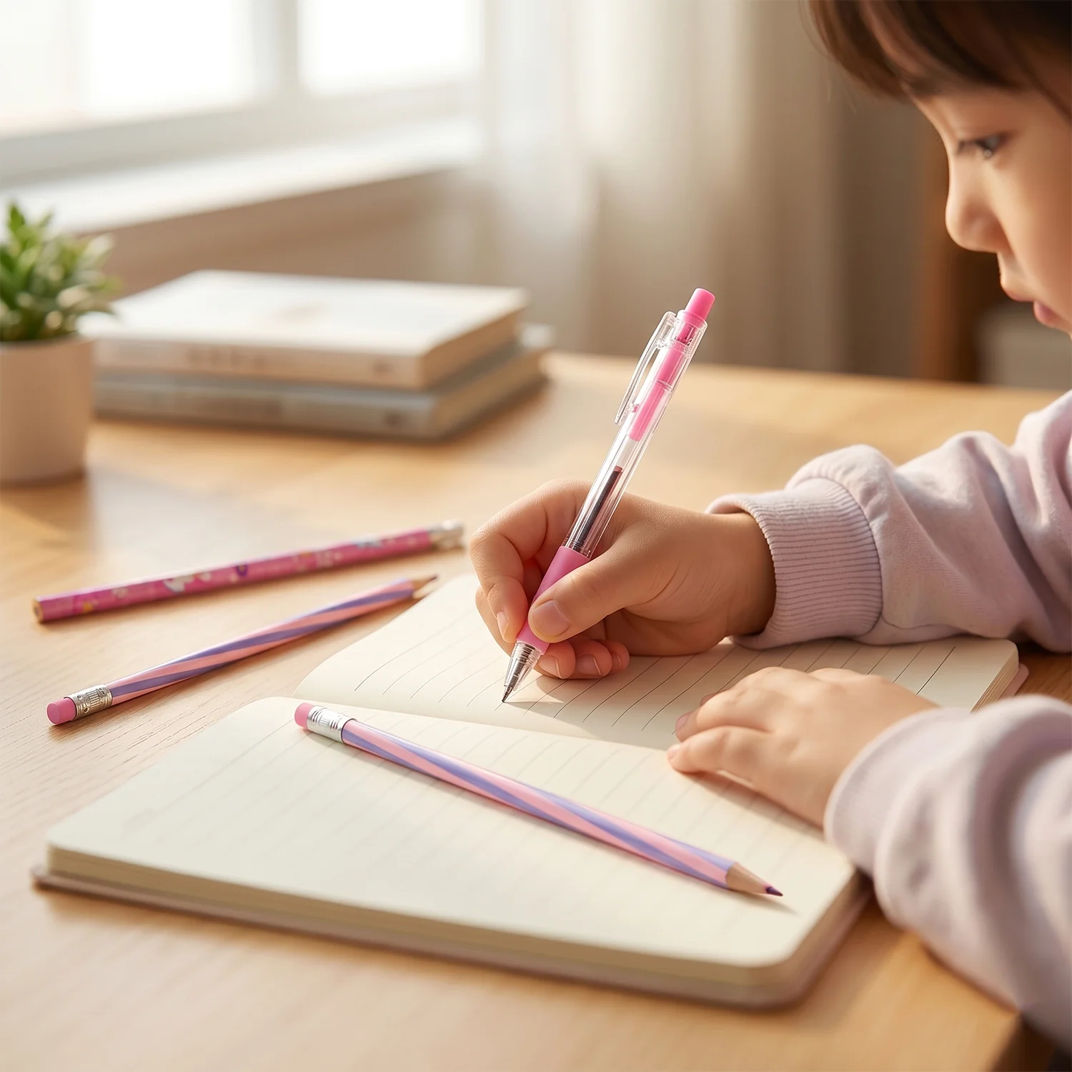 7-In-1 Cute Pink Stationery Set with Ruler, Pencil, Eraser, Pen, Notebook, Sharpener - Image 7