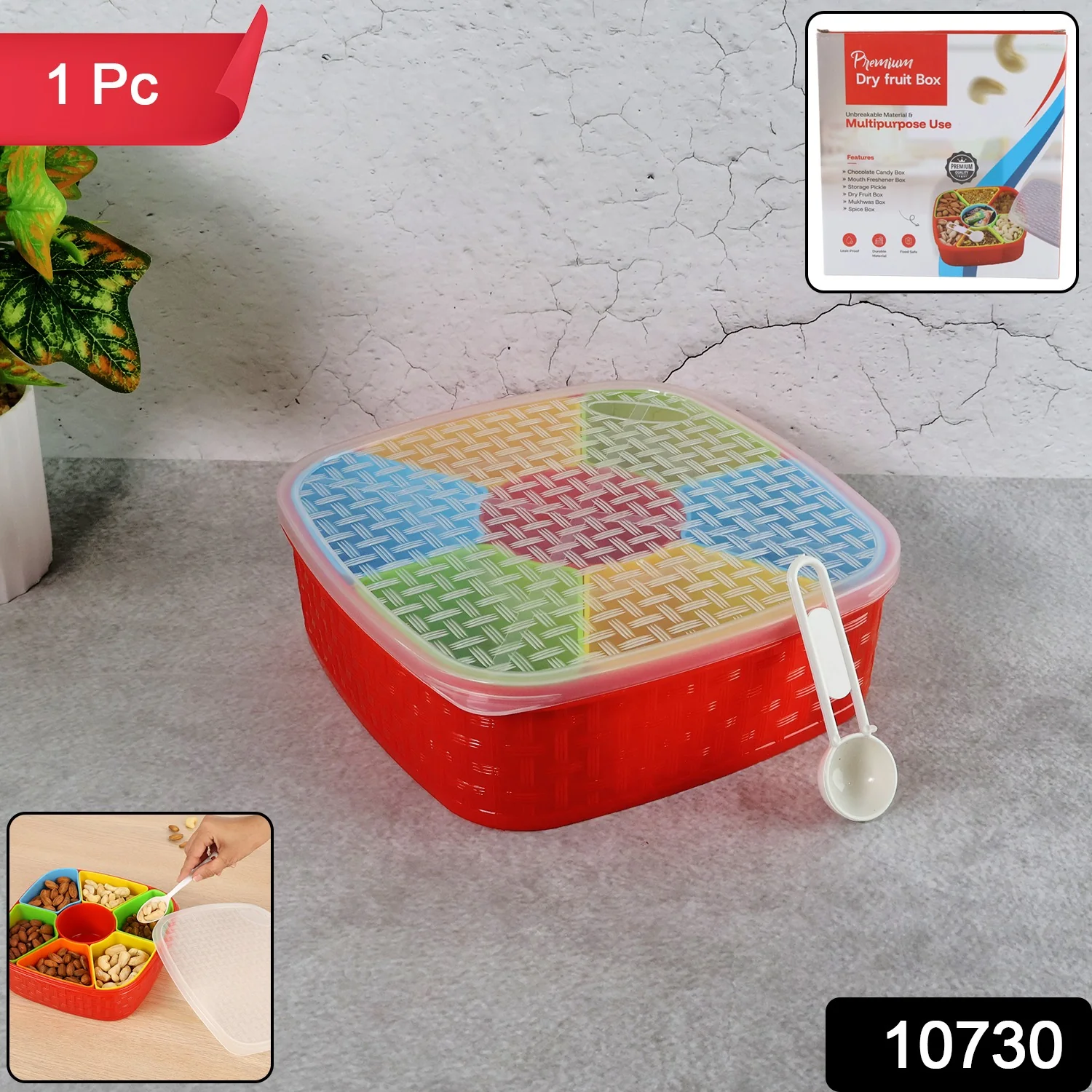 Dry Fruit & Snack Box with Spoon - 1 Set - Image 2