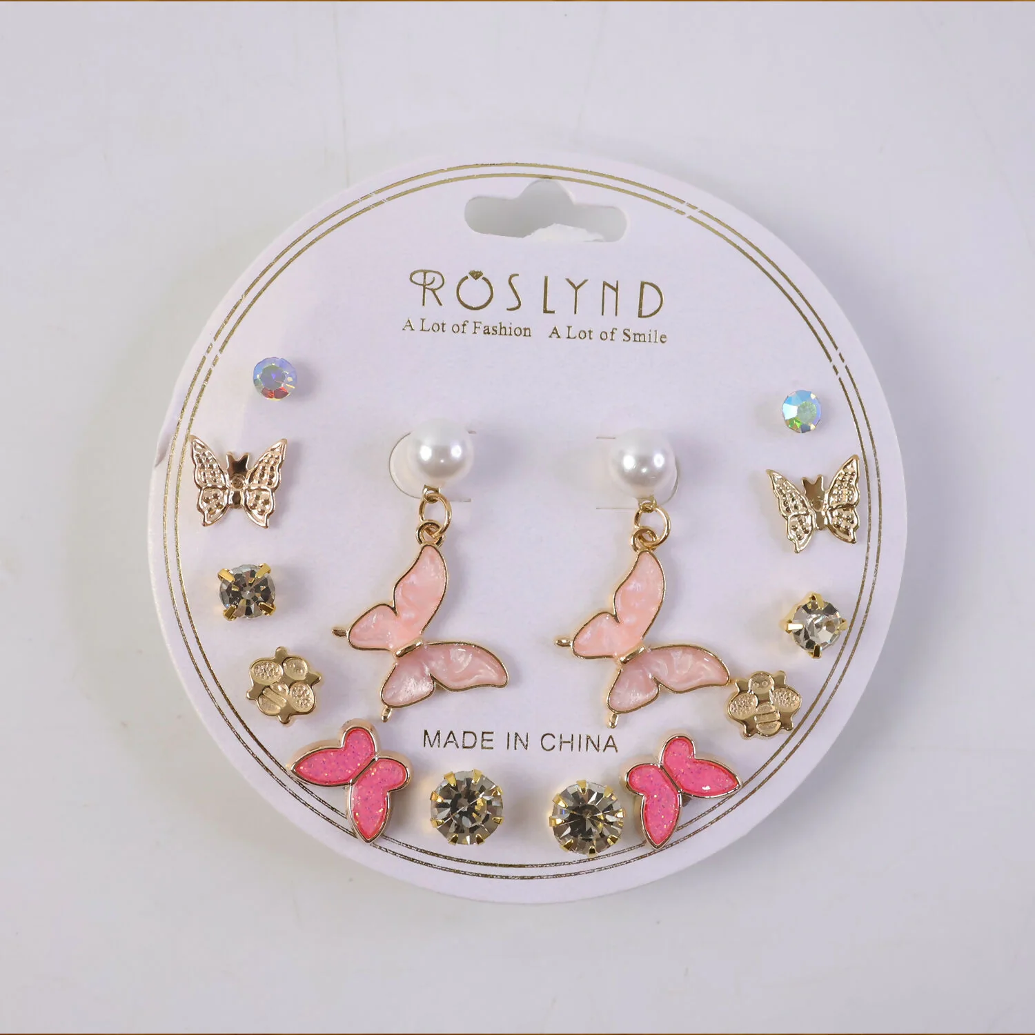 7 Pair Korean Butterfly & Pearl Stud Earrings Set for Women | Trendy Gold Plated Cute Designer Earrings Combo - Image 3