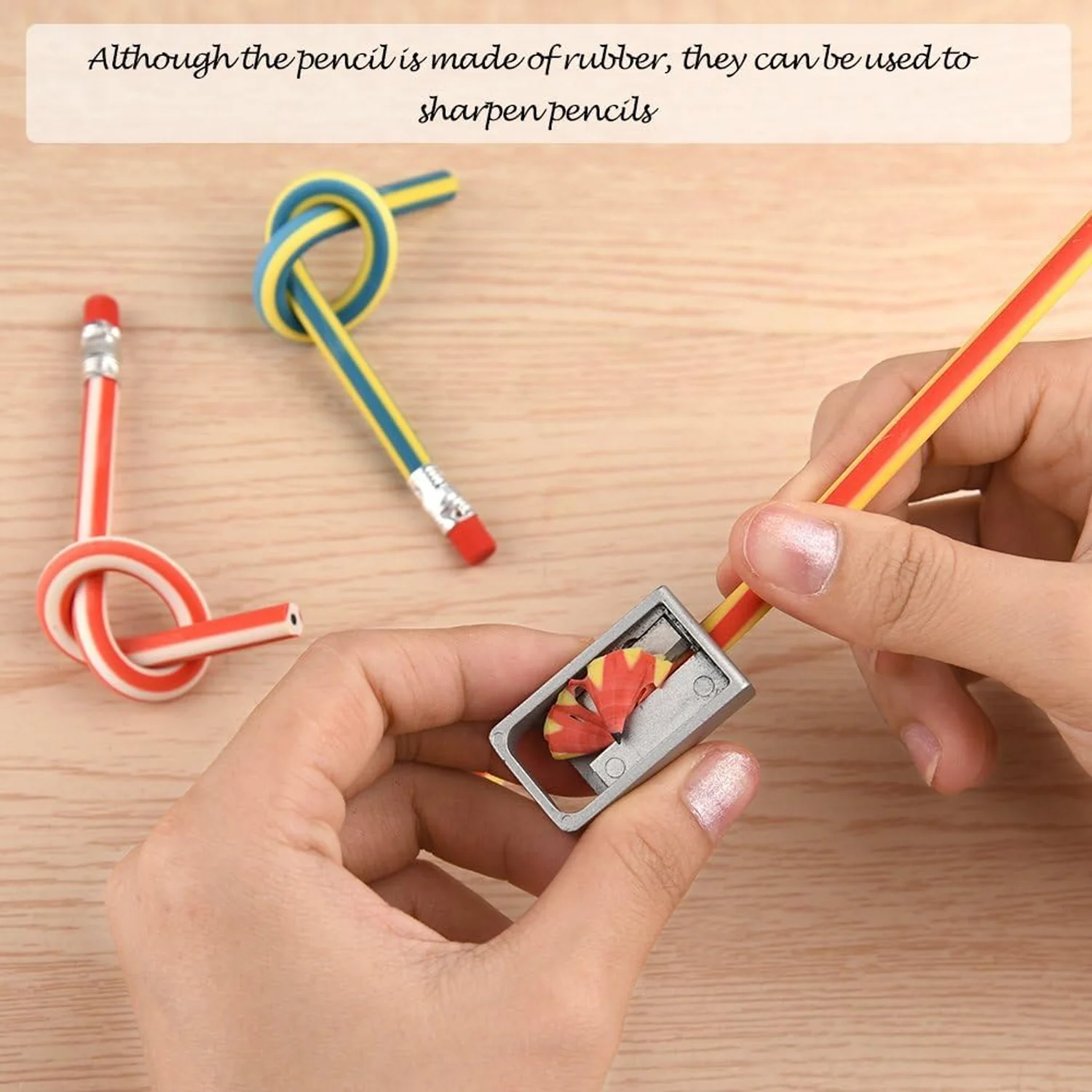 7-Piece Multicolored Swirl Design Pencils Set with Eraser - Image 3
