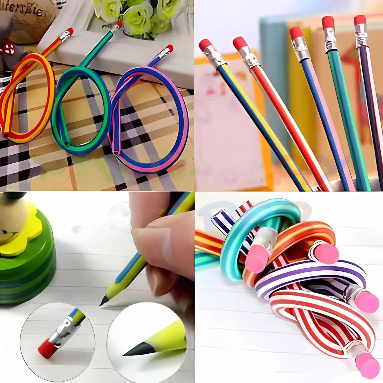 7-Piece Multicolored Swirl Design Pencils Set with Eraser - Image 5