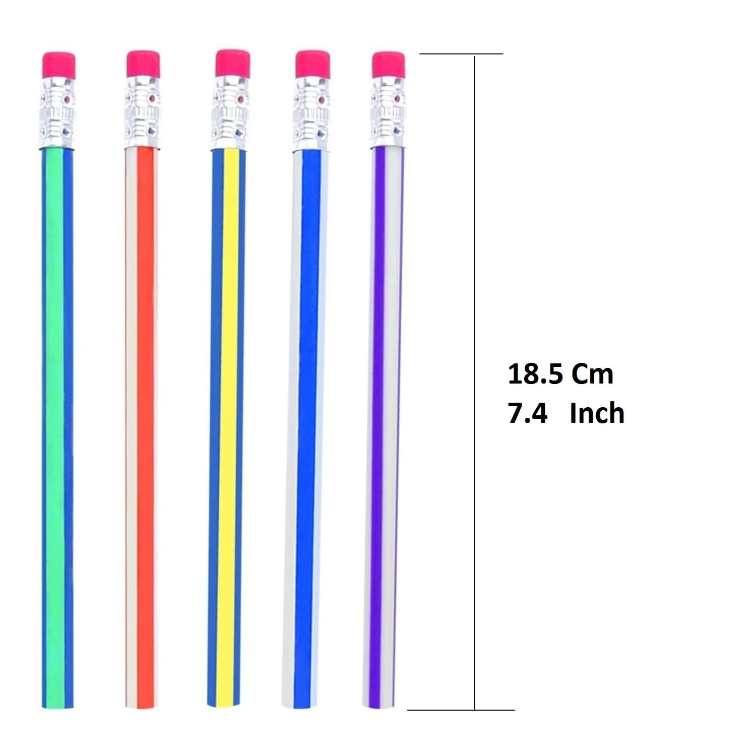 7-Piece Multicolored Swirl Design Pencils Set with Eraser - Image 8