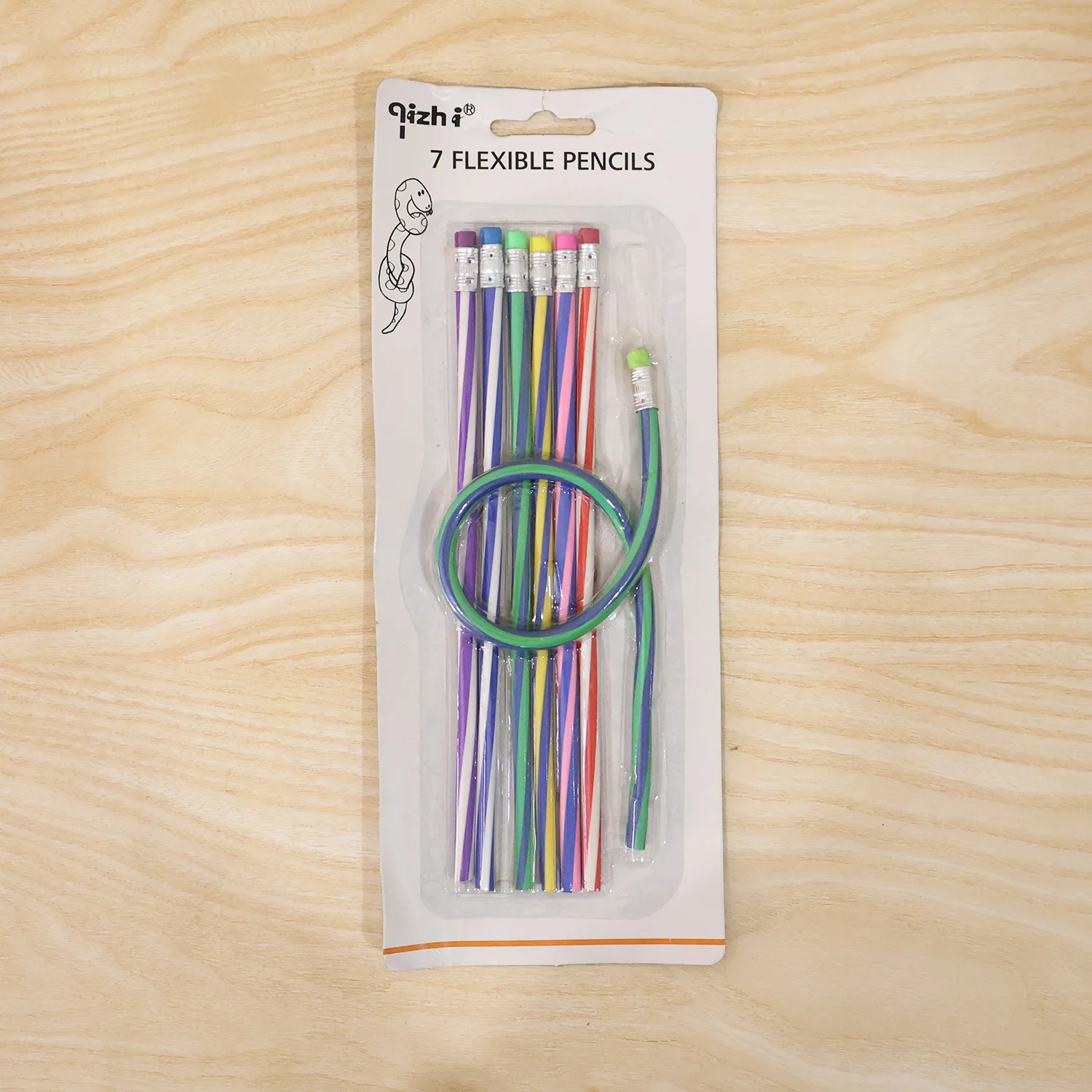 7-Piece Multicolored Swirl Design Pencils Set with Eraser - Image 9