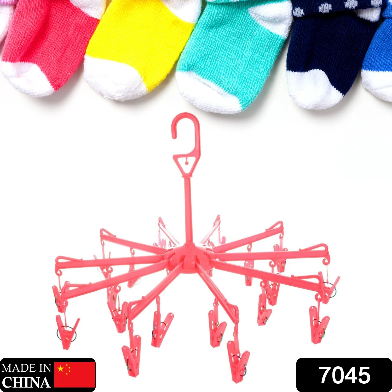 Plastic Foldable Underwear Hanging Dryer Clothes Clips Hanger Drying Rack, Clothes Hangers with 16 Clips, Clip Hanger Drip Hanger for Drying Underwear, Baby Clothes, Socks, Bras, Towel, Cloth Diapers, Gloves - Image 2