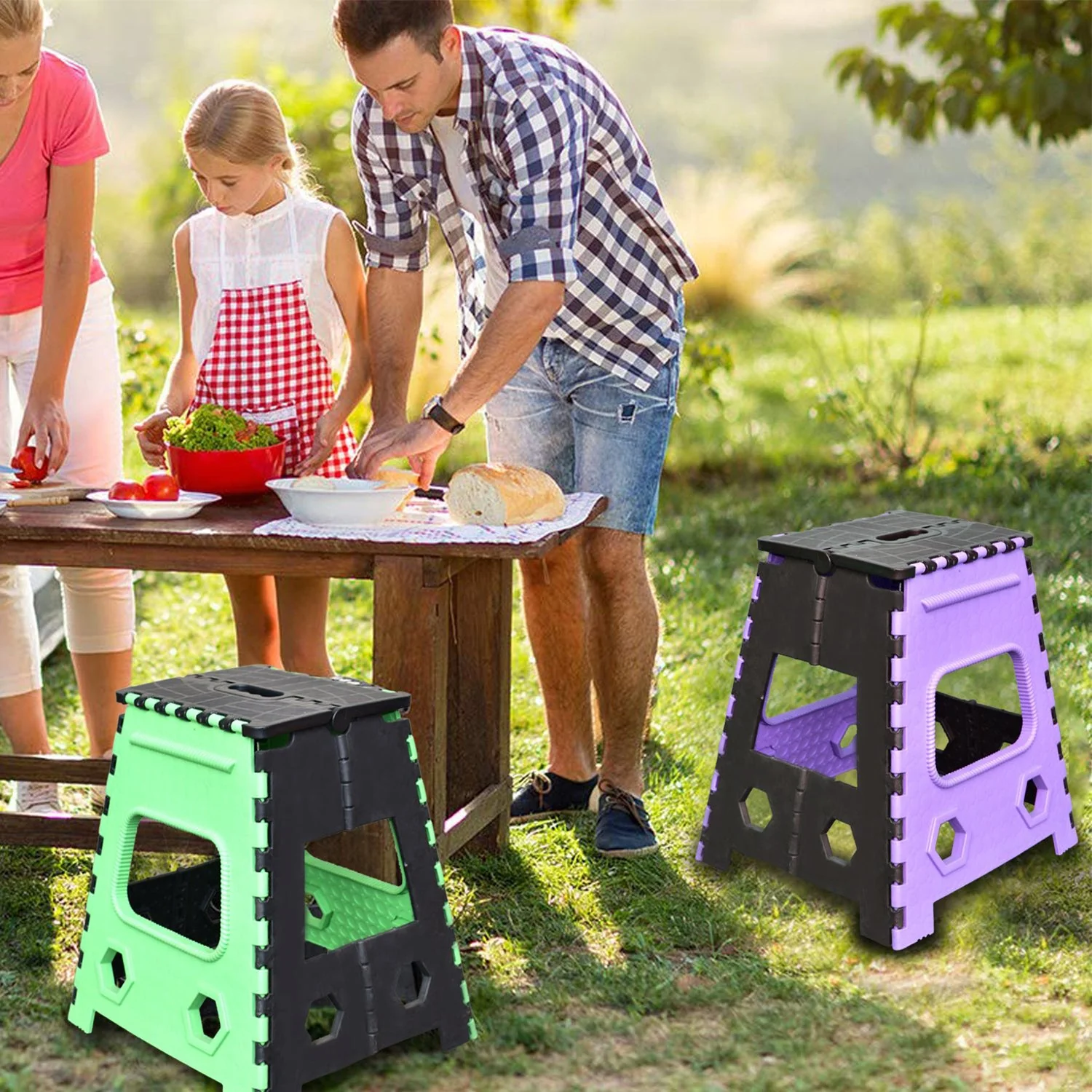 1pc 18inch Folding Stool Adults and Kids, Also For Kitchen Stepping With (Brown Box) - Image 4
