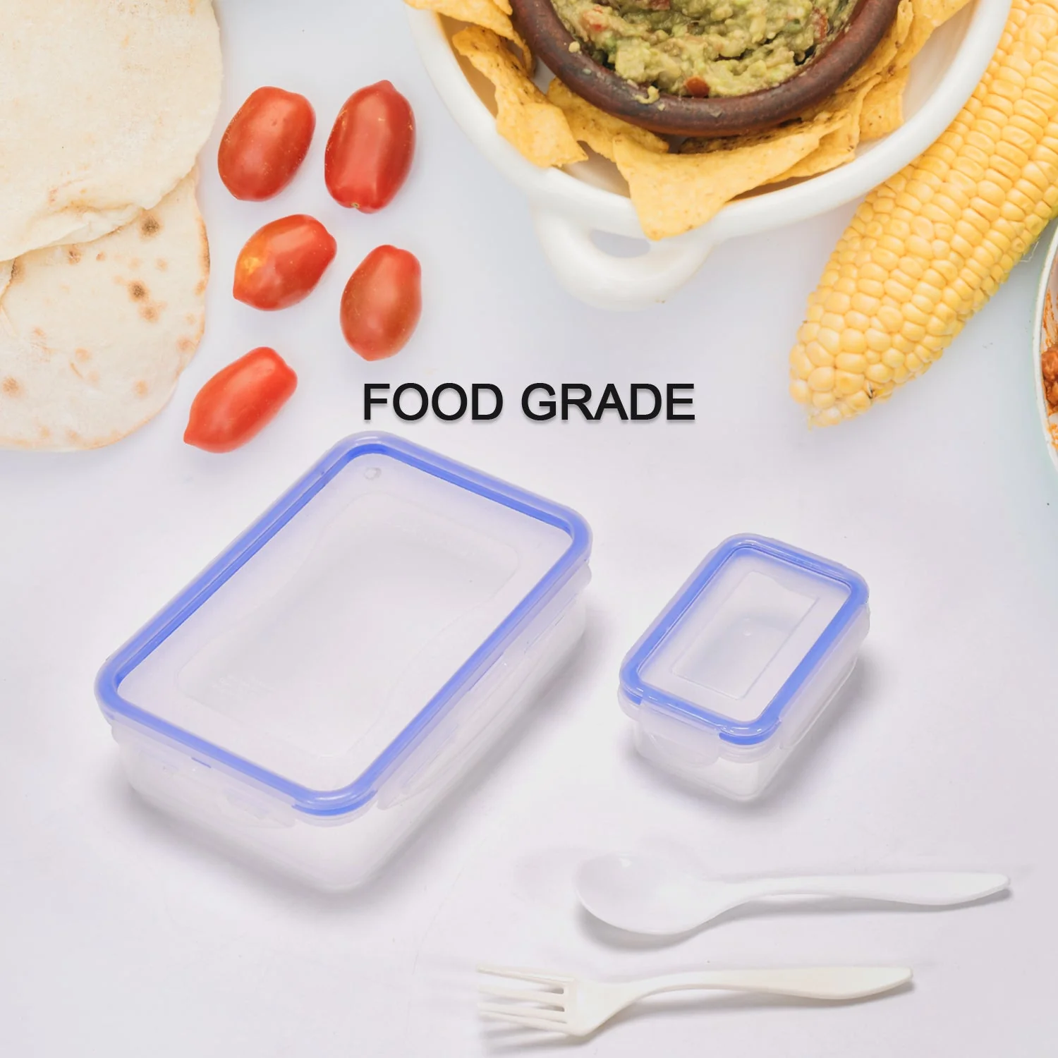 Multipurpose Air Tight 4 Side Lock Food Grade Lunch Box With Small Square Container - Image 4