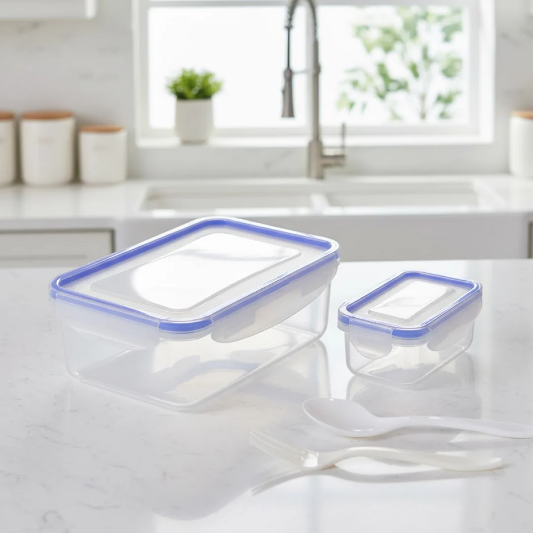 Multipurpose Air Tight 4 Side Lock Food Grade Lunch Box With Small Square Container - Image 8