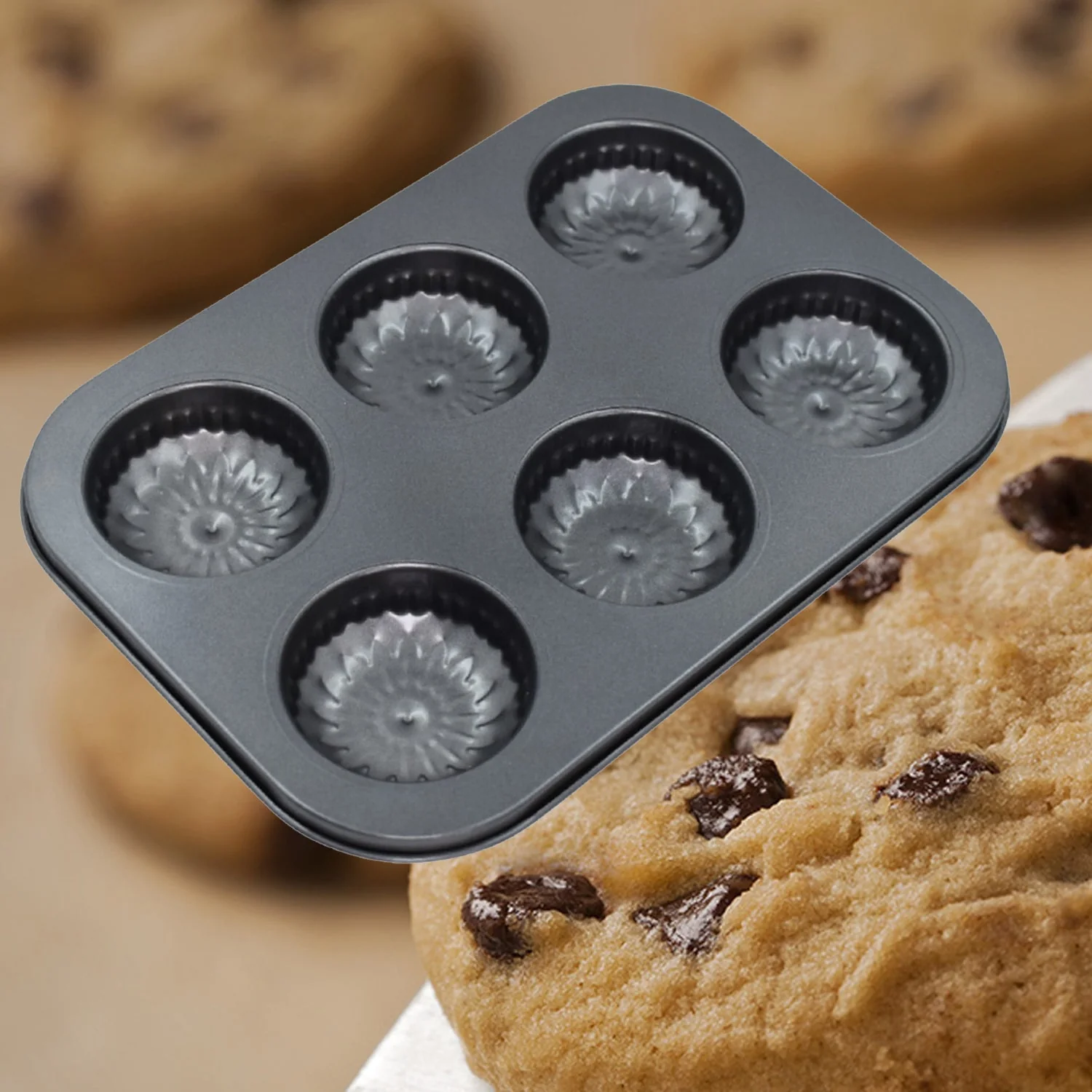 6 slot Non-Stick Muffins Cupcake Pancake Baking Molds - Image 5