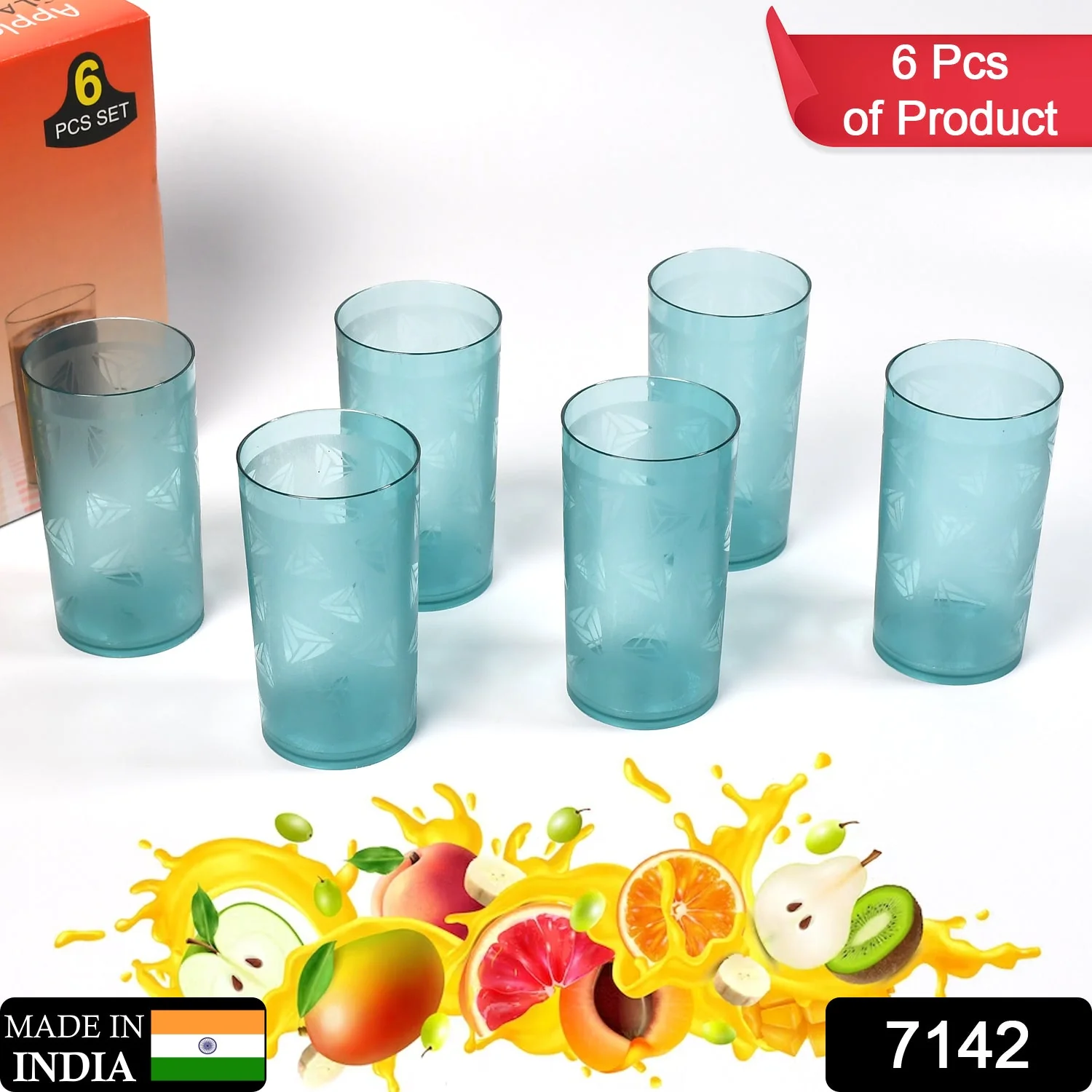 Set of 6 Unbreakable Transparent Plastic Water Glasses (300ml) - Image 2