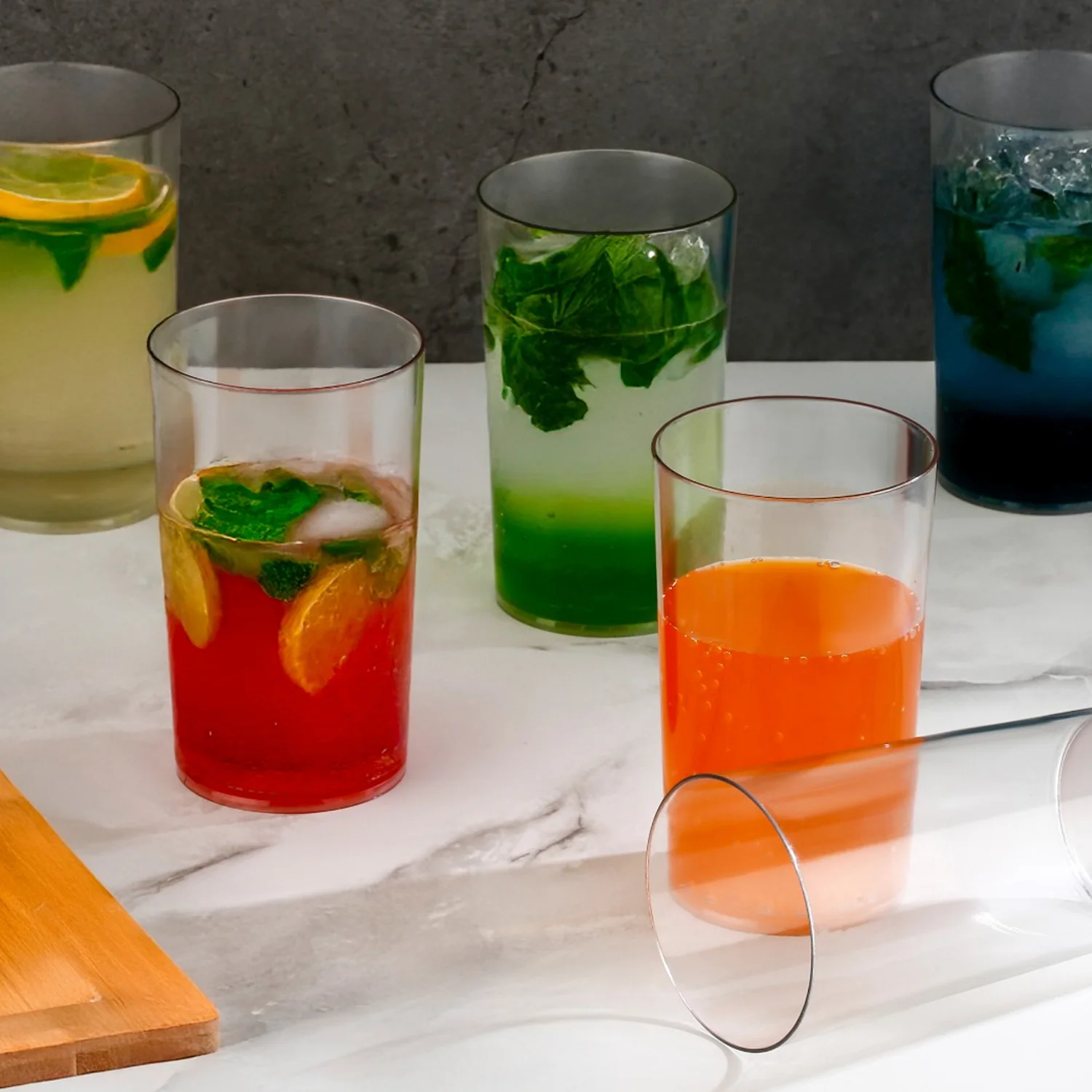 Round Clear Plastic Unbreakable Transparent Glass Set ( 300ml 6pc ) - Image 3