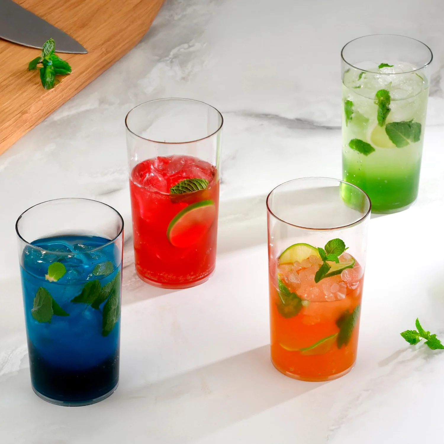 Round Clear Plastic Unbreakable Transparent Glass Set ( 300ml 6pc ) - Image 4