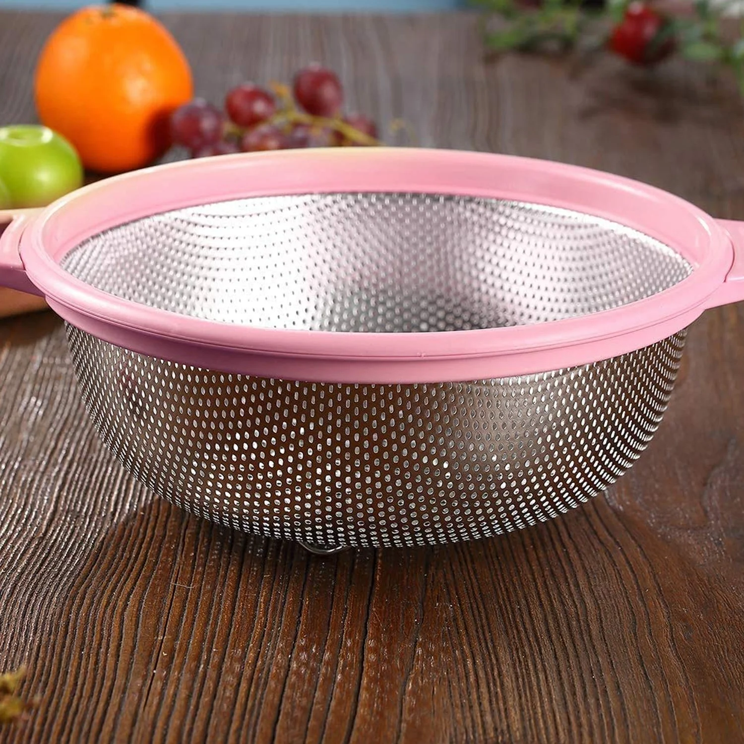 Stainless Steel Colander with Handle, Large Metal Green Strainer - Image 3