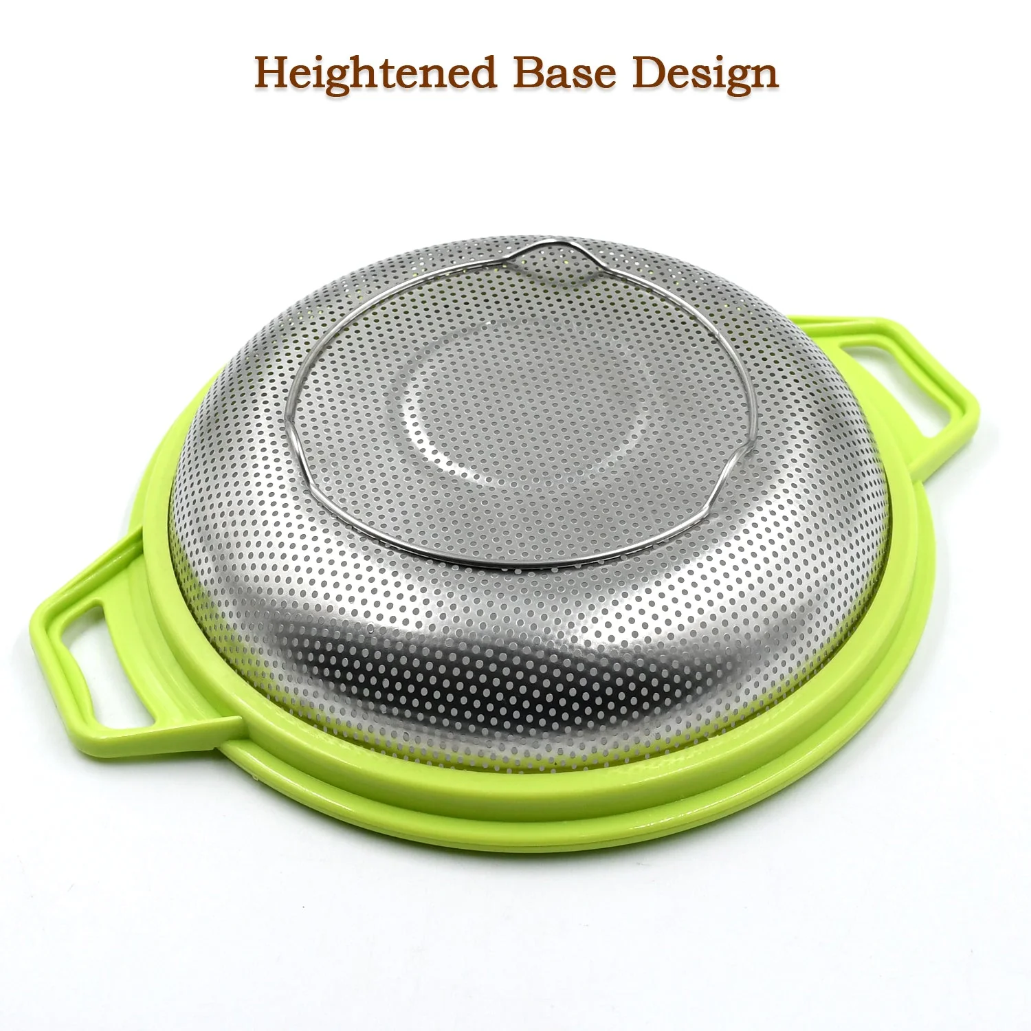 Stainless Steel Colander with Handle, Large Metal Green Strainer - Image 4