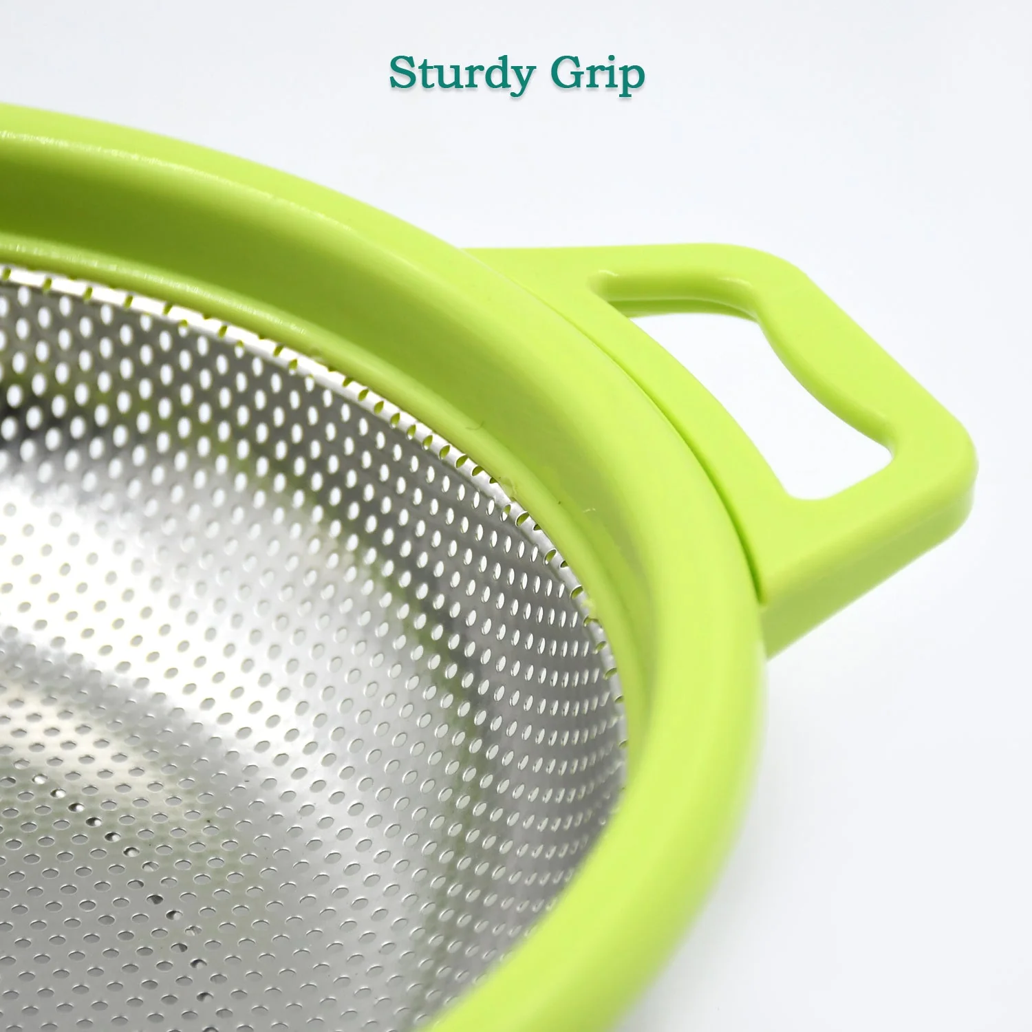 Stainless Steel Colander with Handle, Large Metal Green Strainer - Image 7