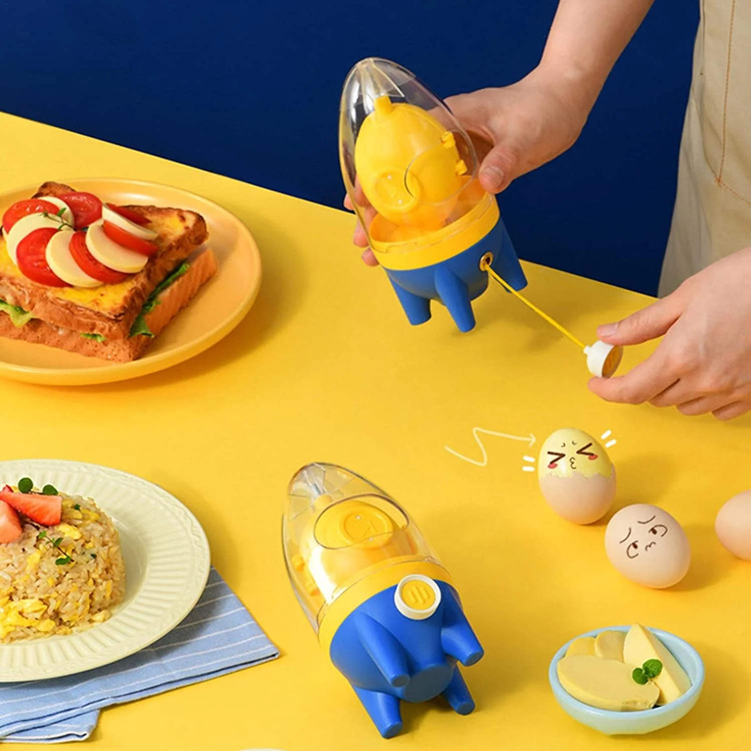 Manual Golden Egg Puller Scrambler White Yolk Mixer Kitchen Tool - Image 3