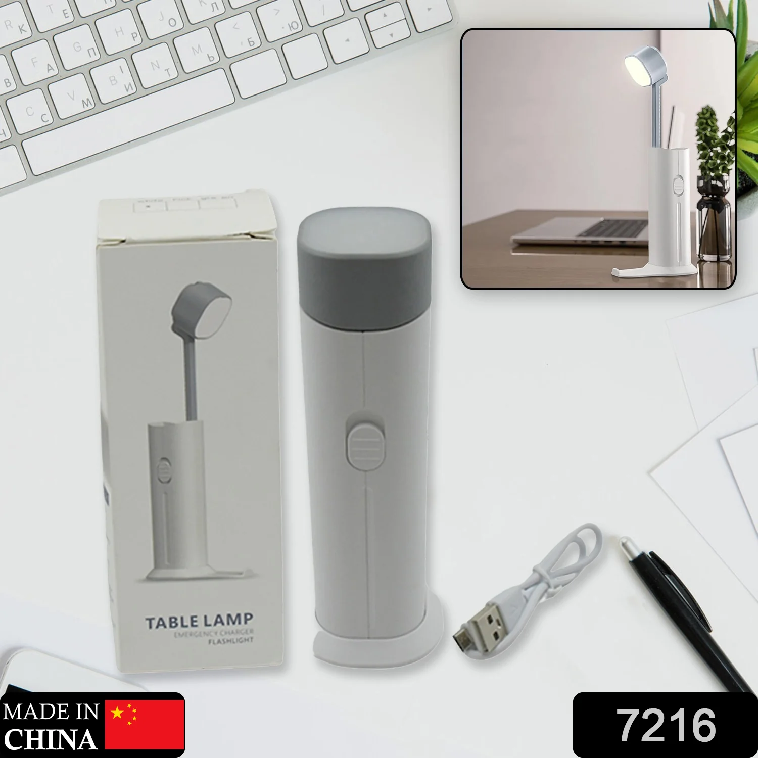 4 in 1 Creative desk Lamp, Rechargeable LED Table Flashlight Eye Protection Table Lamp Power Bank Handheld Desk Night Lamp Portable Torch Light with Adjustable Light Head for Home Kids Room Bedroom Office - Image 2