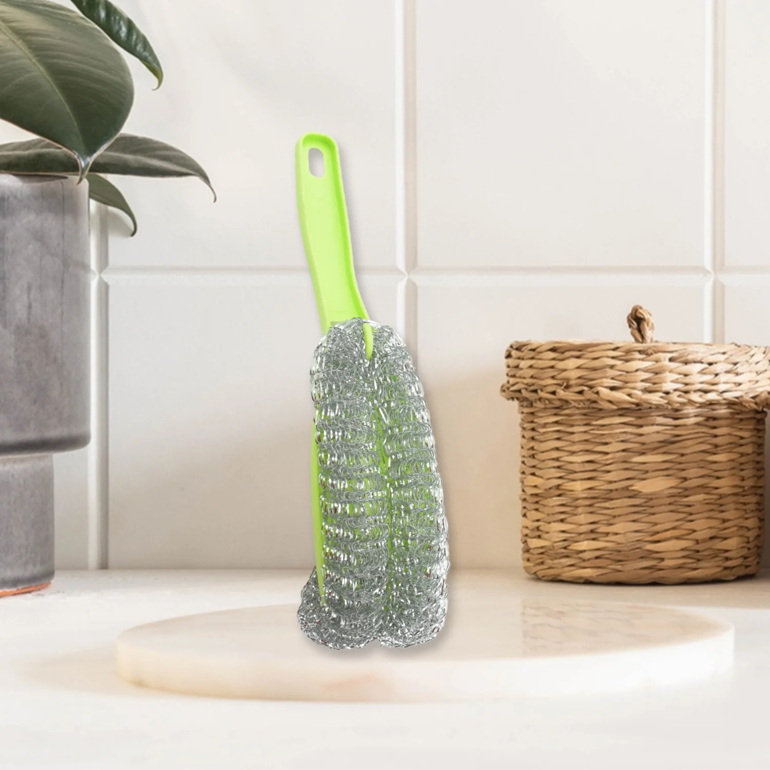 Wire Kitchen Washing Brush Set – Plastic & Bend Handle Brush (Set of 2) - Image 6