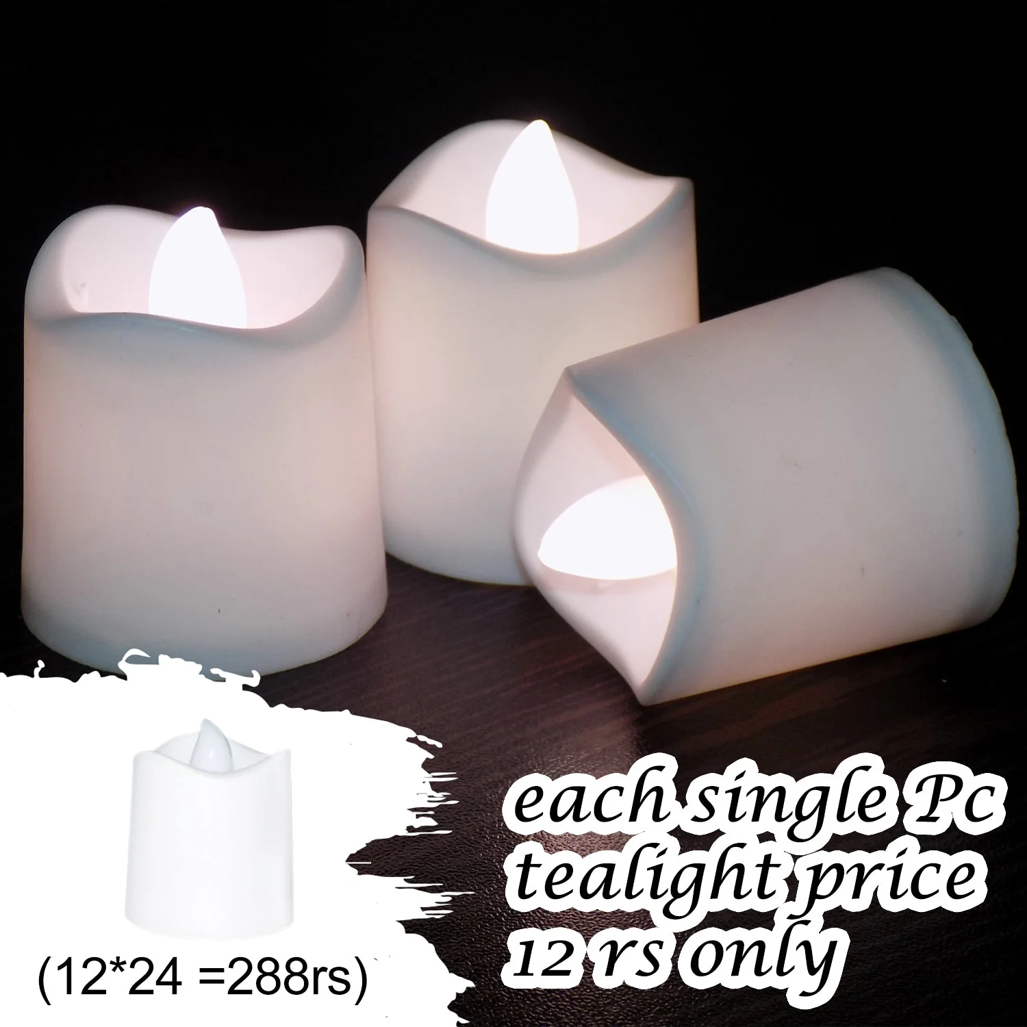 Festival Decorative - LED Tealight Candles, Diwali (White, 24 Pcs) - Image 4