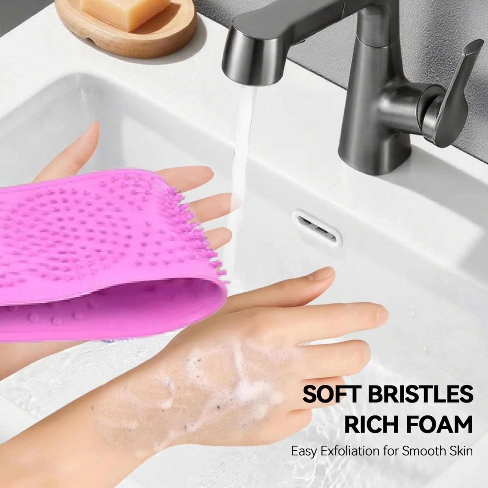 Silicone Body Back Scrubber Double Side Bathing Brush for Skin Deep Cleaning - Image 3