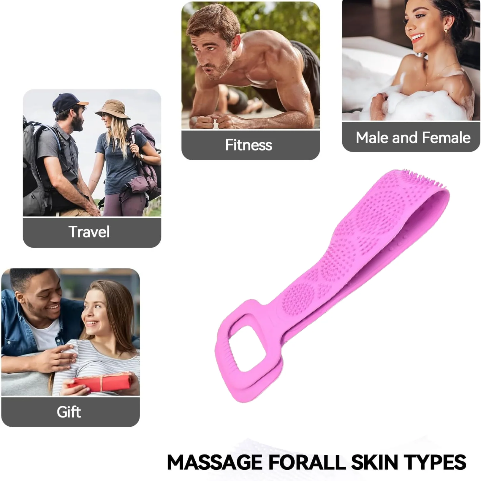 Silicone Body Back Scrubber Double Side Bathing Brush for Skin Deep Cleaning - Image 4