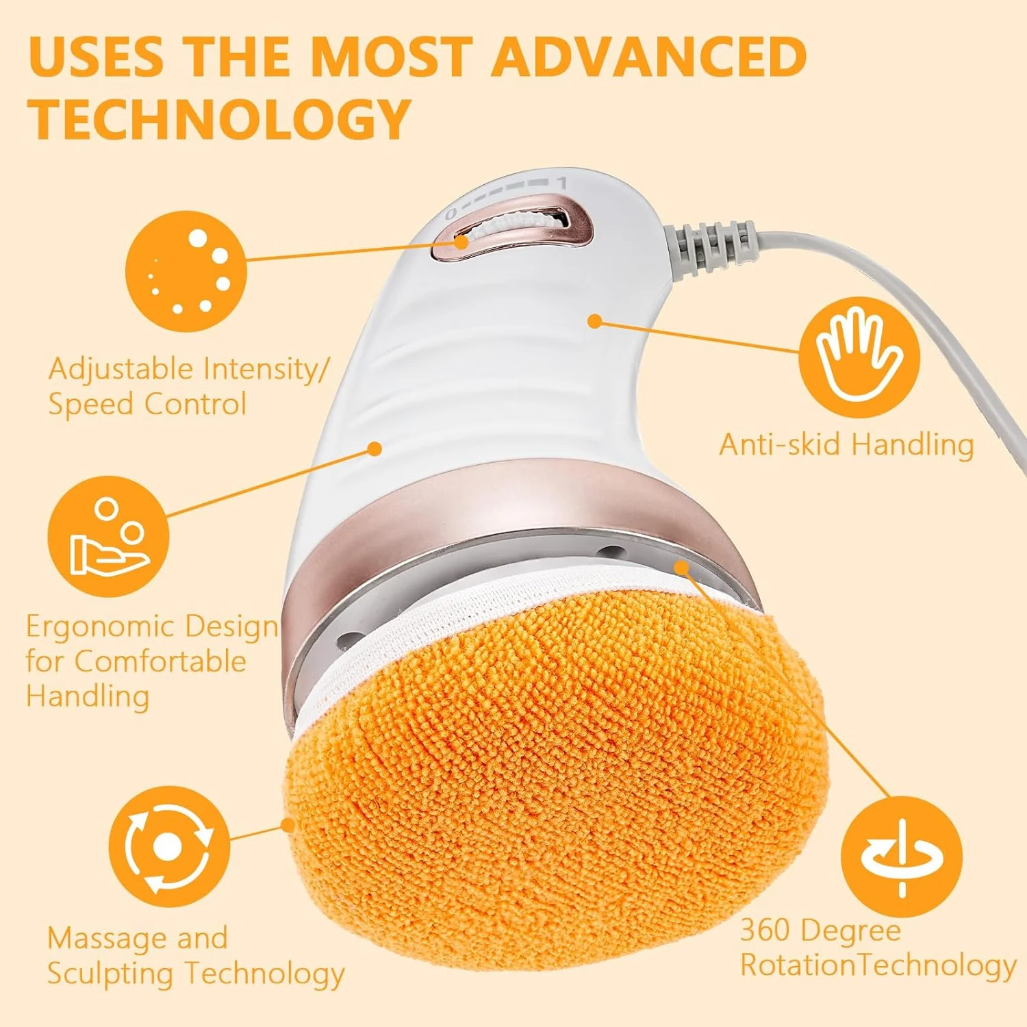 Body Sculpting Massager with 3 Pads – Adjustable Speed Handheld Body Massager - Image 4