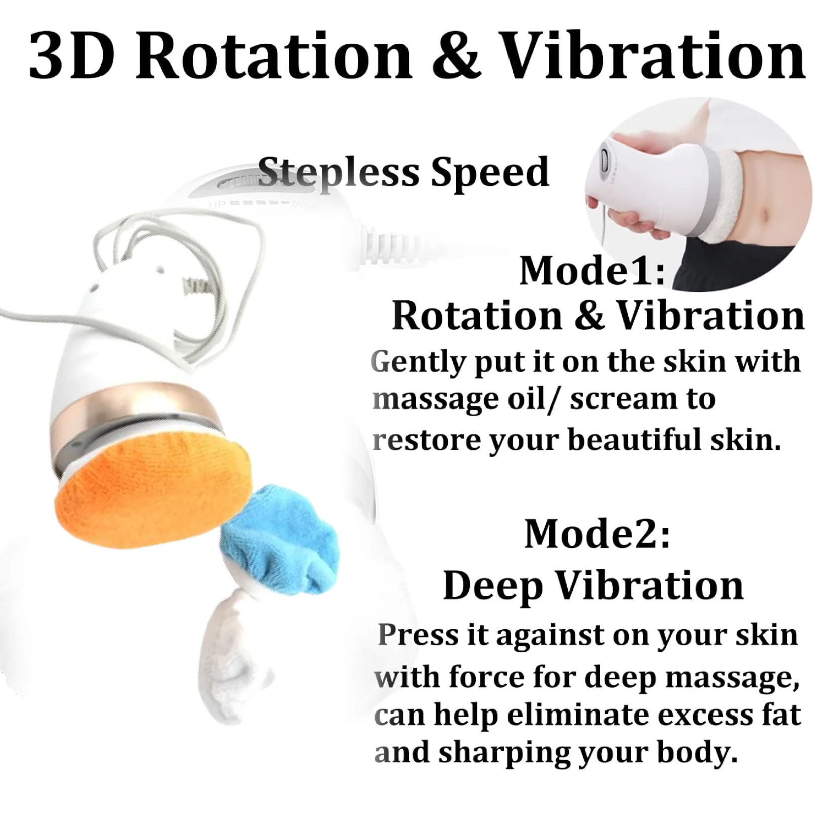 Body Sculpting Massager with 3 Pads – Adjustable Speed Handheld Body Massager - Image 6