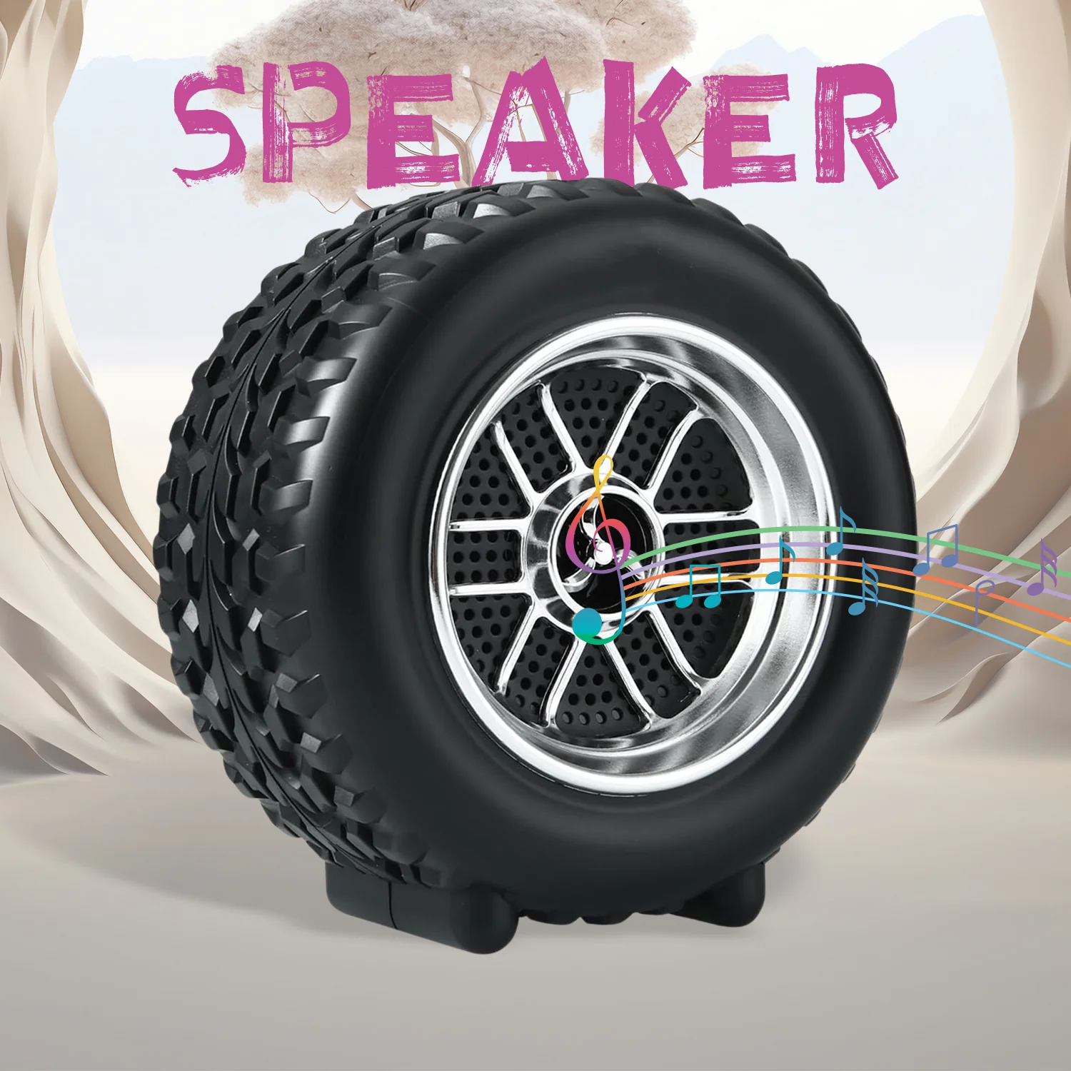 Portable Tyre / Wheel Shape Wireless Bluetooth Speaker (1 Pc) - Image 3