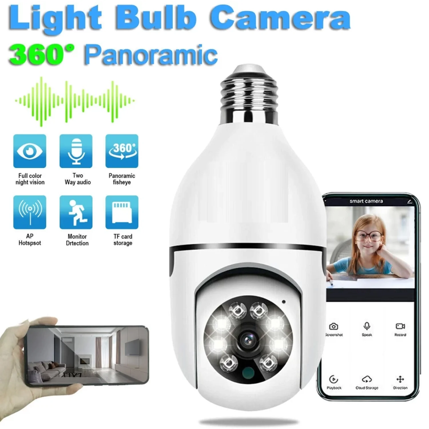 V380 Pro Fisheye 360 Degree Panoramic Wireless WiFi IP CCTV Security (Pack of 1) - Image 4