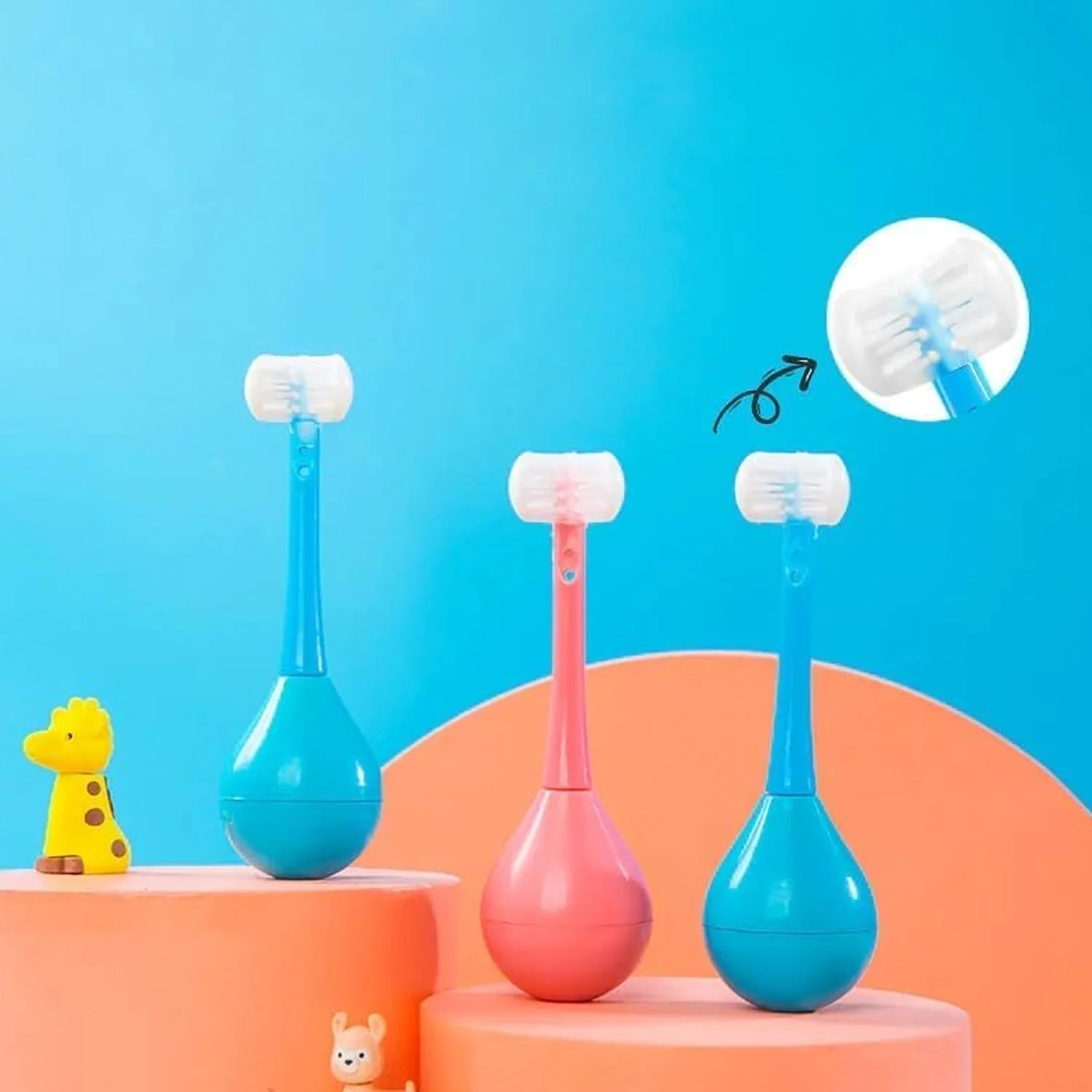 Soft Bristle 3-Sided Training Toothbrush – Inverted Silicone Head (Age 2-12, 1 Pc) - Image 2