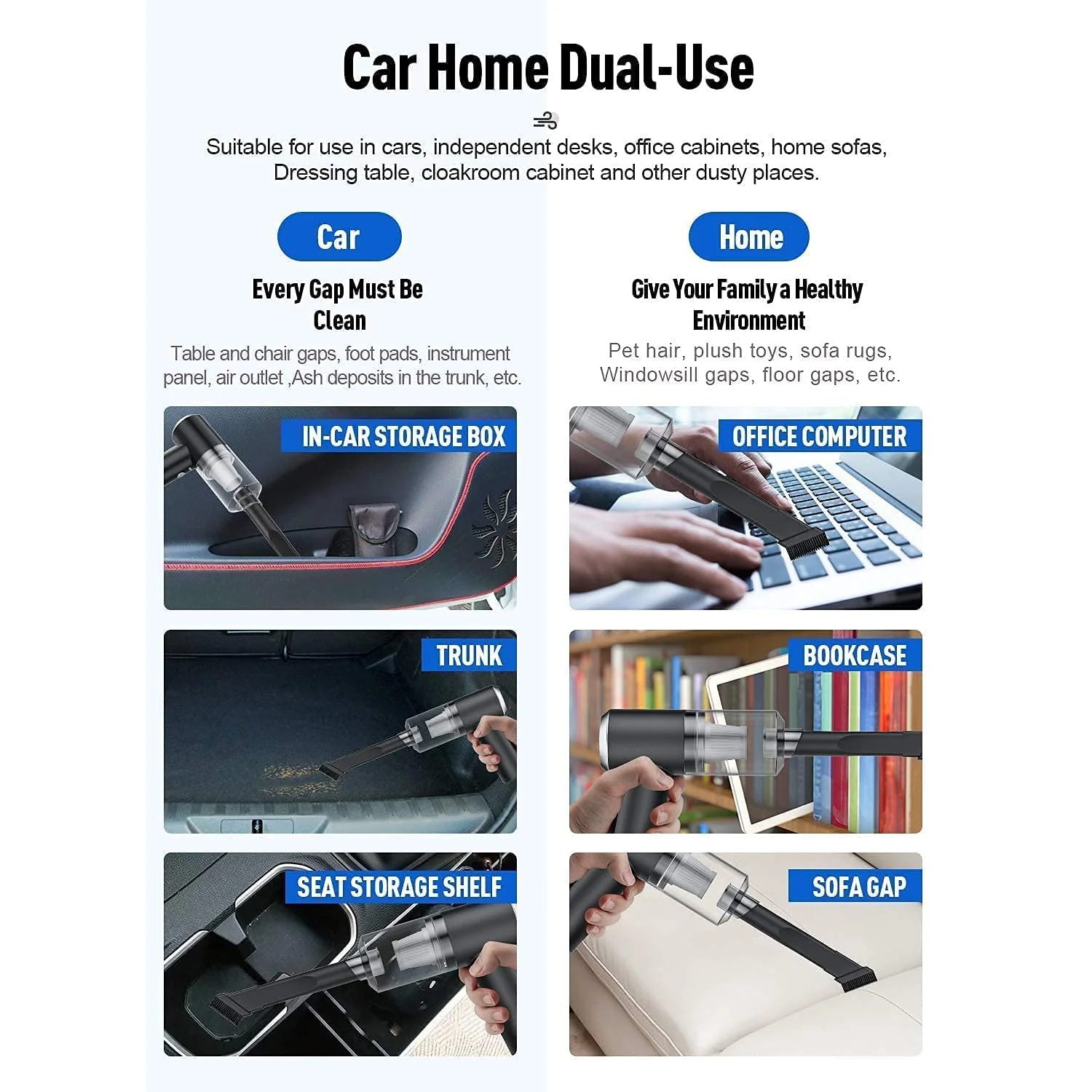 2 in 1 Wireless Vacuum Cleaner – 120W Handheld USB Rechargeable for Home & Car (1 Pc) - Image 10