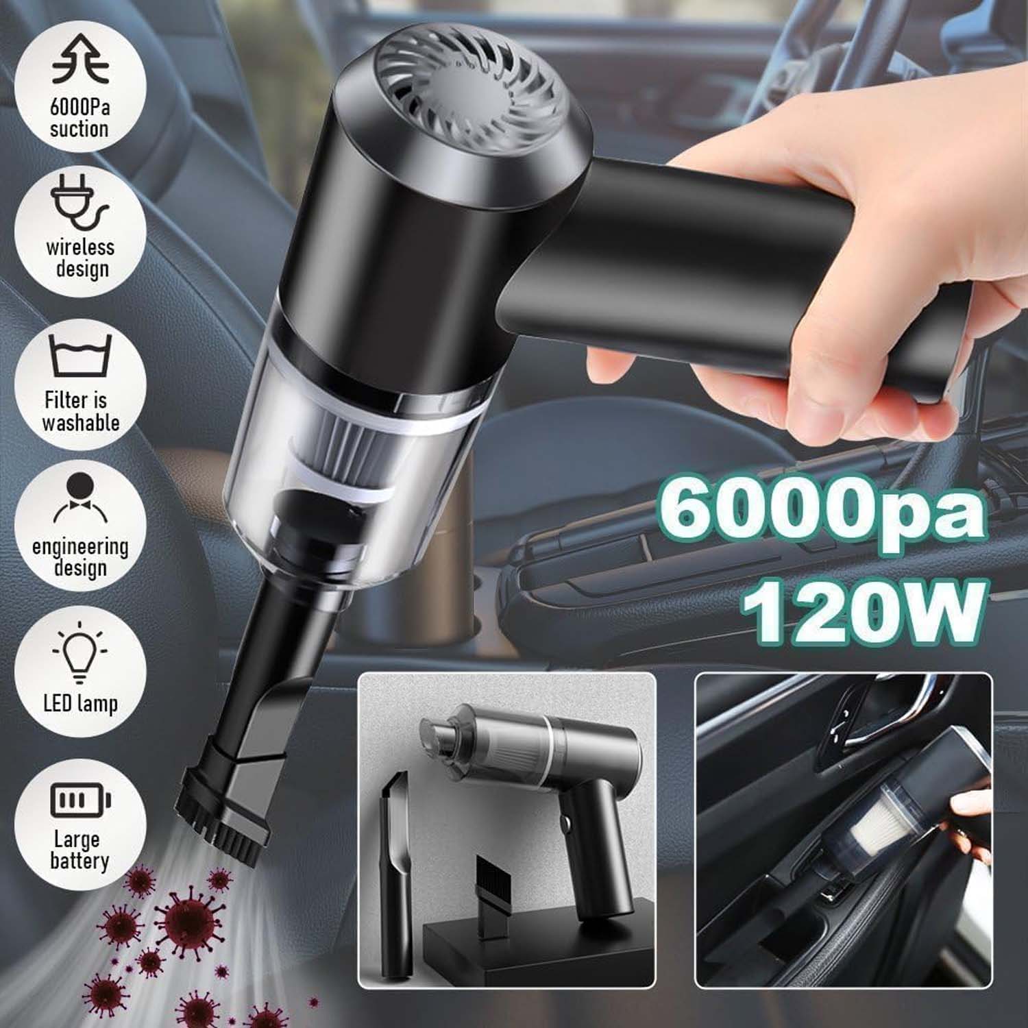 3 in 1 Mini Car Vacuum – Wireless, Rechargeable, Blower & Dust Cleaner for Car & Home - Image 15