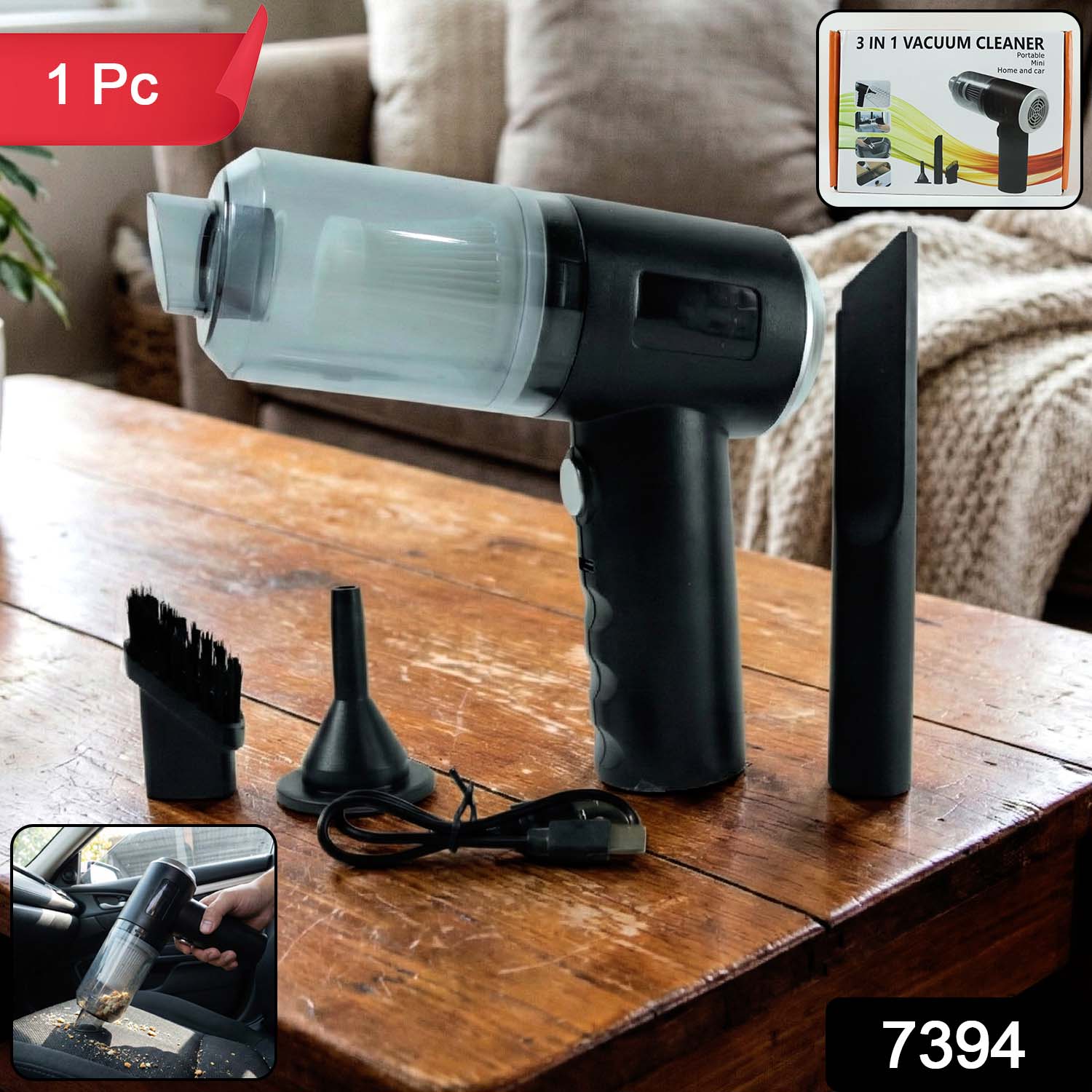 3 in 1 Mini Car Vacuum – Wireless, Rechargeable, Blower & Dust Cleaner for Car & Home - Image 2