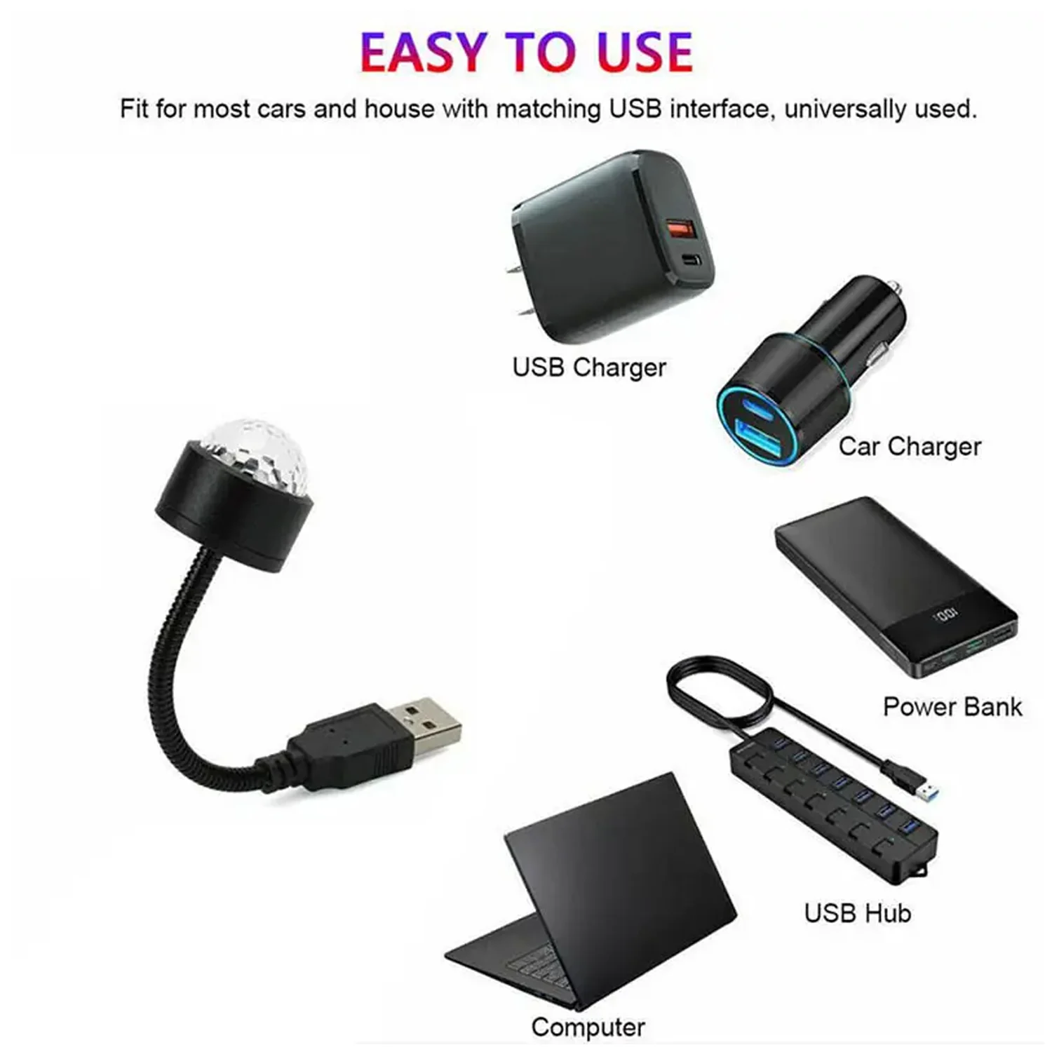 USB Star Projector & Disco Ball Light for Car & Bedroom Decor - Image 5