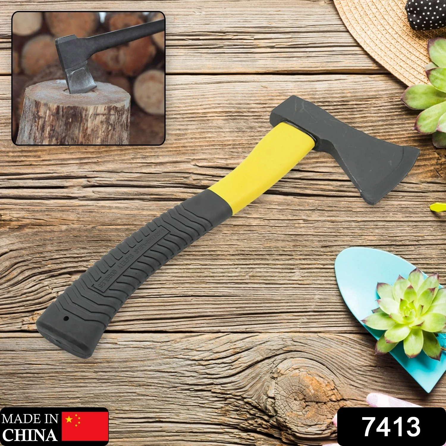 Gardening Tools Hatchet Axe Fiberglass Rubber Handle Safety Axe Pick 972 gm - Image 2
