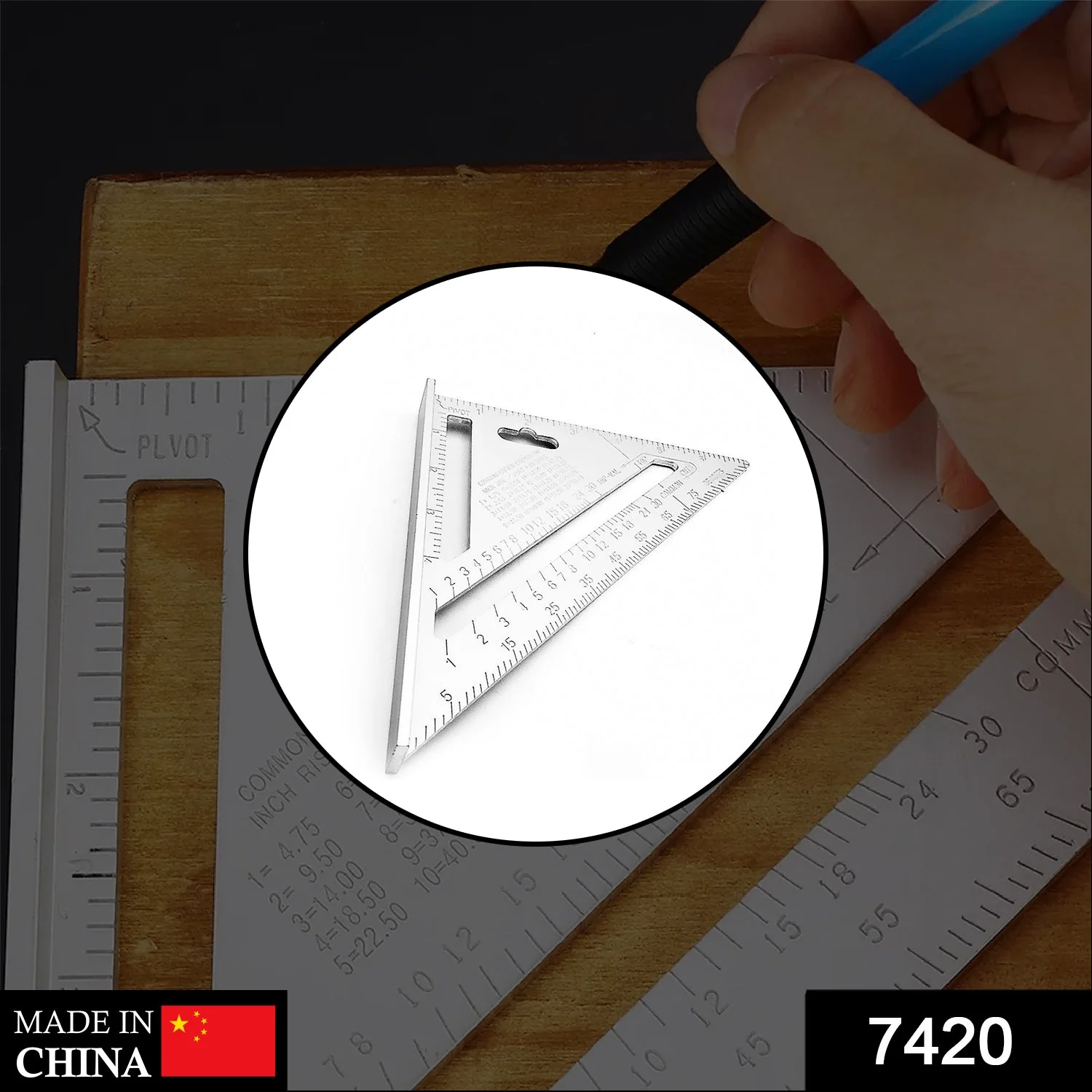 Light Weight Double Side Scale Triangle Measurement Hand Tool - Image 2