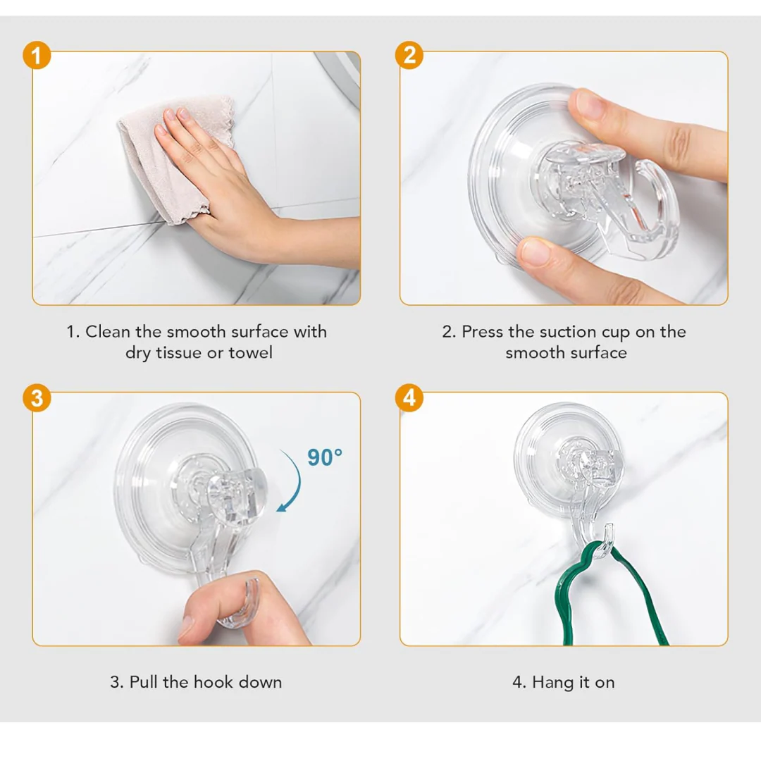 Transparent Rubber Vacuum Hangers for Bathroom, Kitchen, and Wall - Image 6