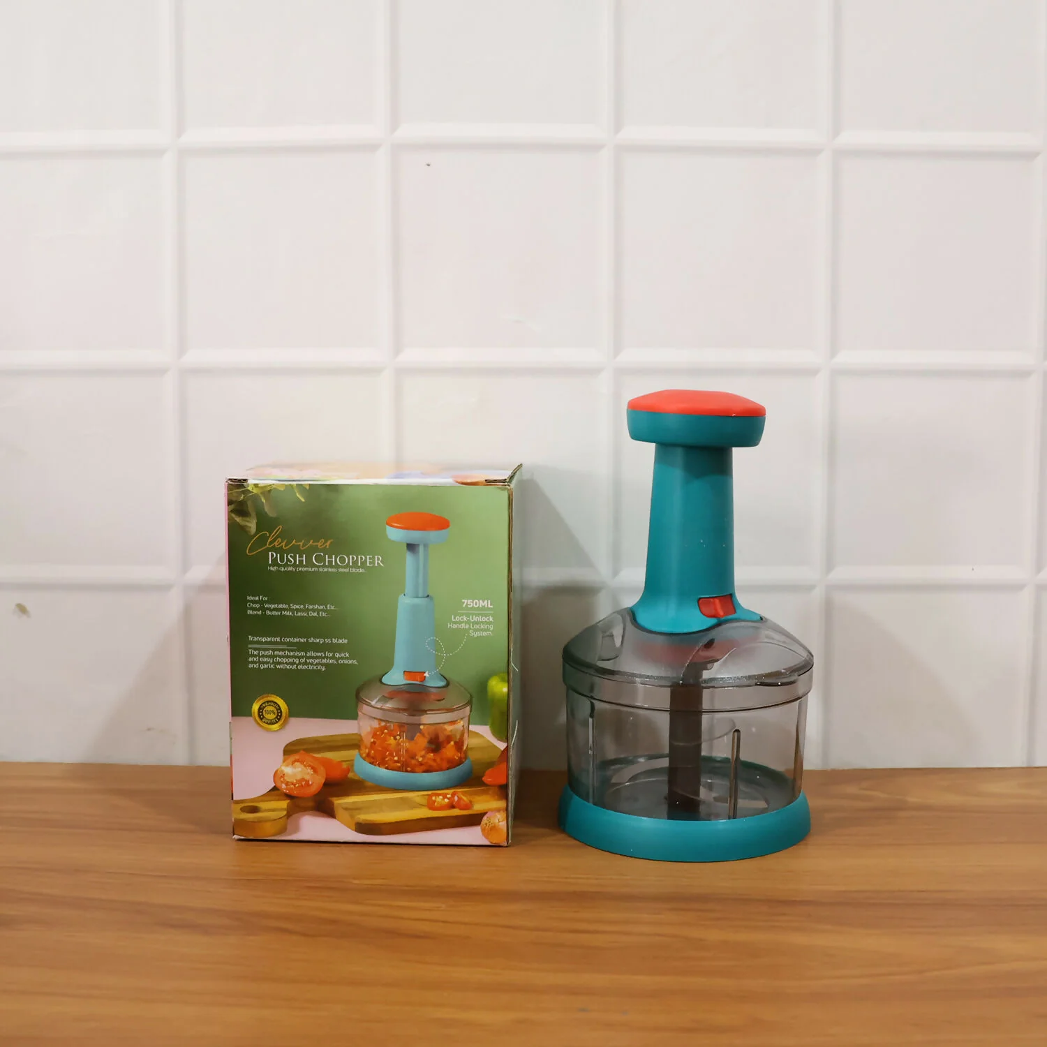 750ml Manual Push Chopper – Hand Press Vegetable Cutter & Food Processor for Onion, Garlic, Nuts & Salad - Image 6