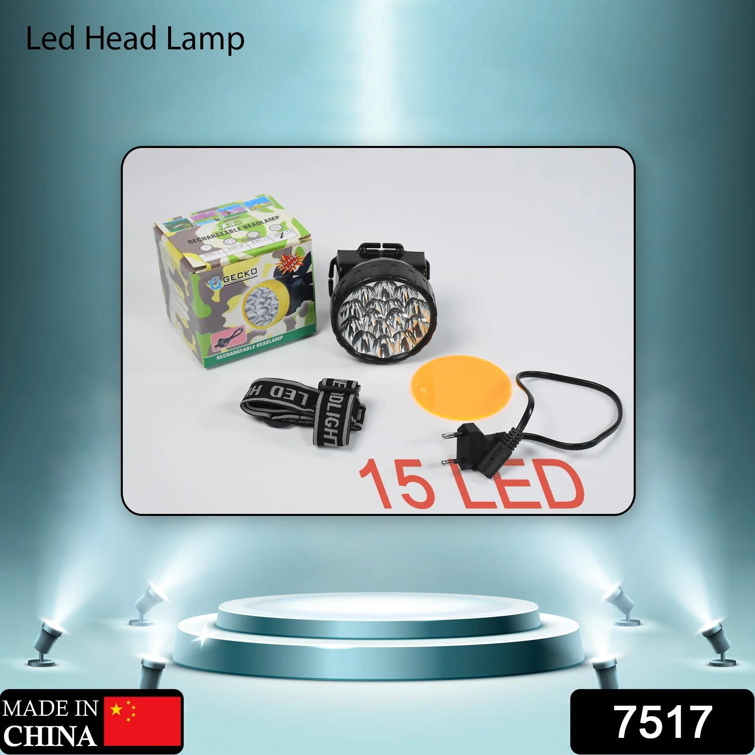 Head Lamp 15 Led Long Range Rechargeable  Lamp Use For Camping, Hiking - Image 2