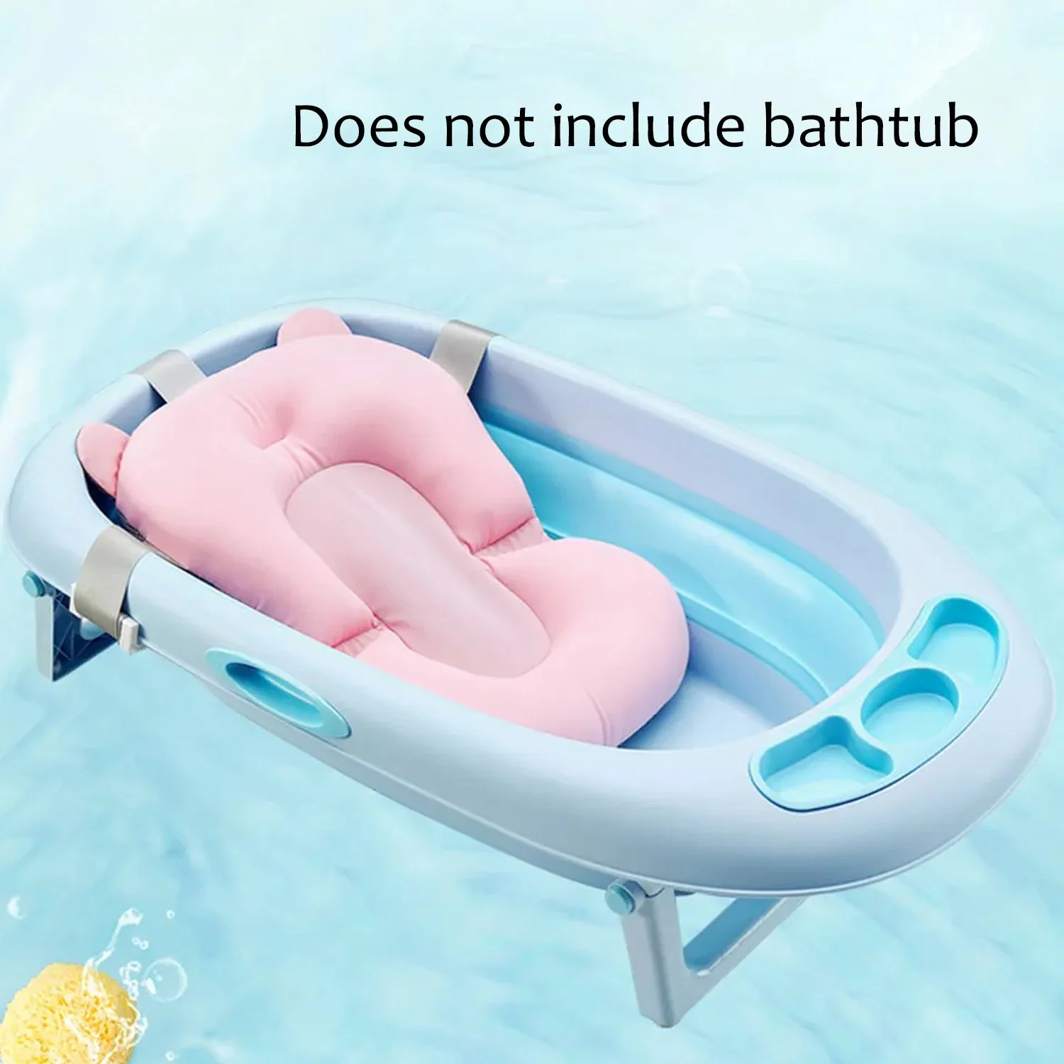 Baby Bath Pillow Newborn Anti-Slip Bathtub Pad Foldable with Strap For 0-6 Month Baby - Image 3