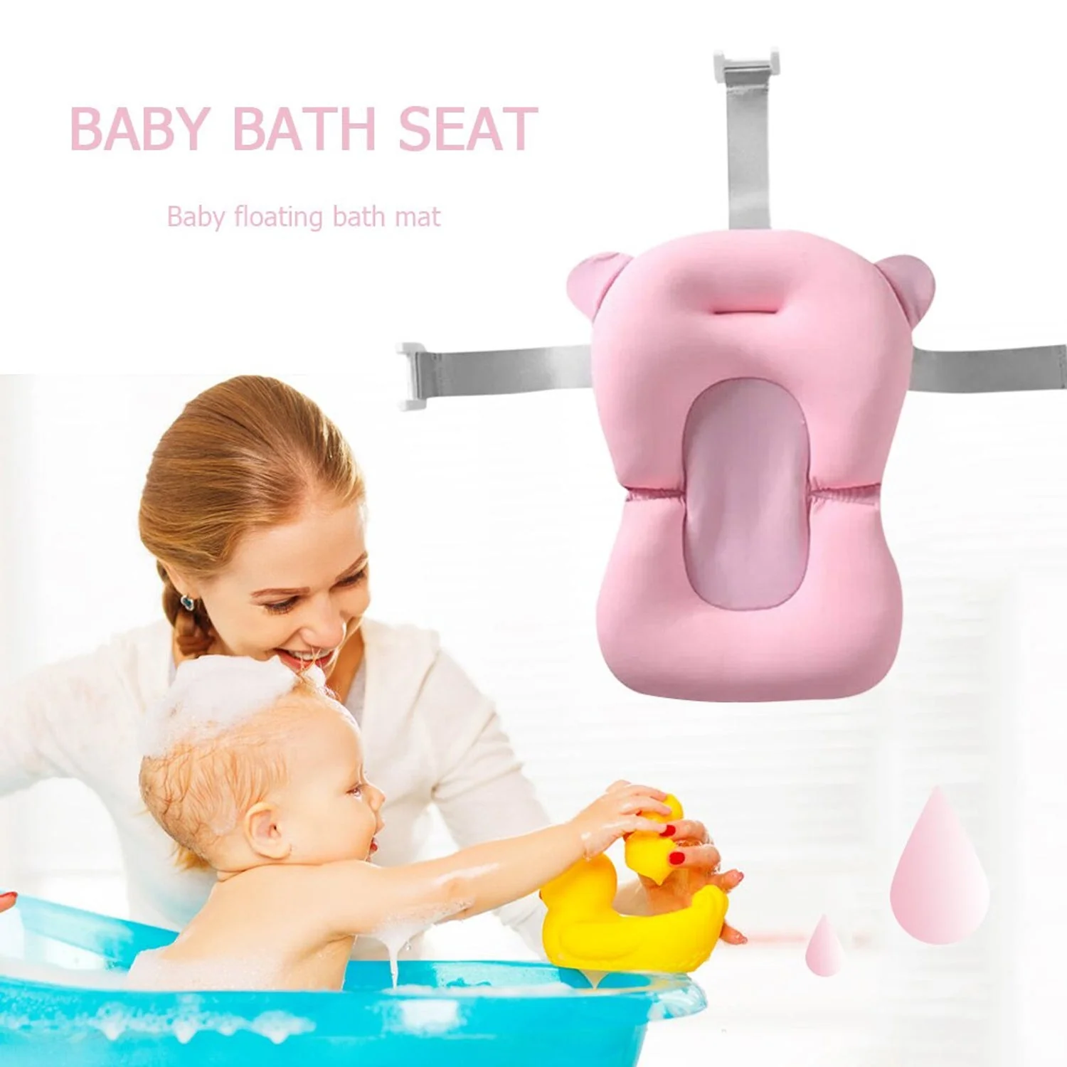 Baby Bath Pillow Newborn Anti-Slip Bathtub Pad Foldable with Strap For 0-6 Month Baby - Image 7